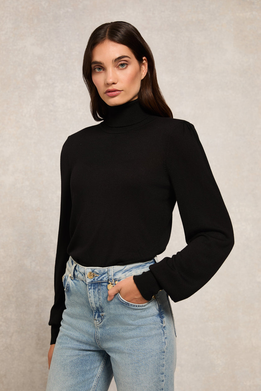 Structured Kelsie Roll Neck Knit (Black)