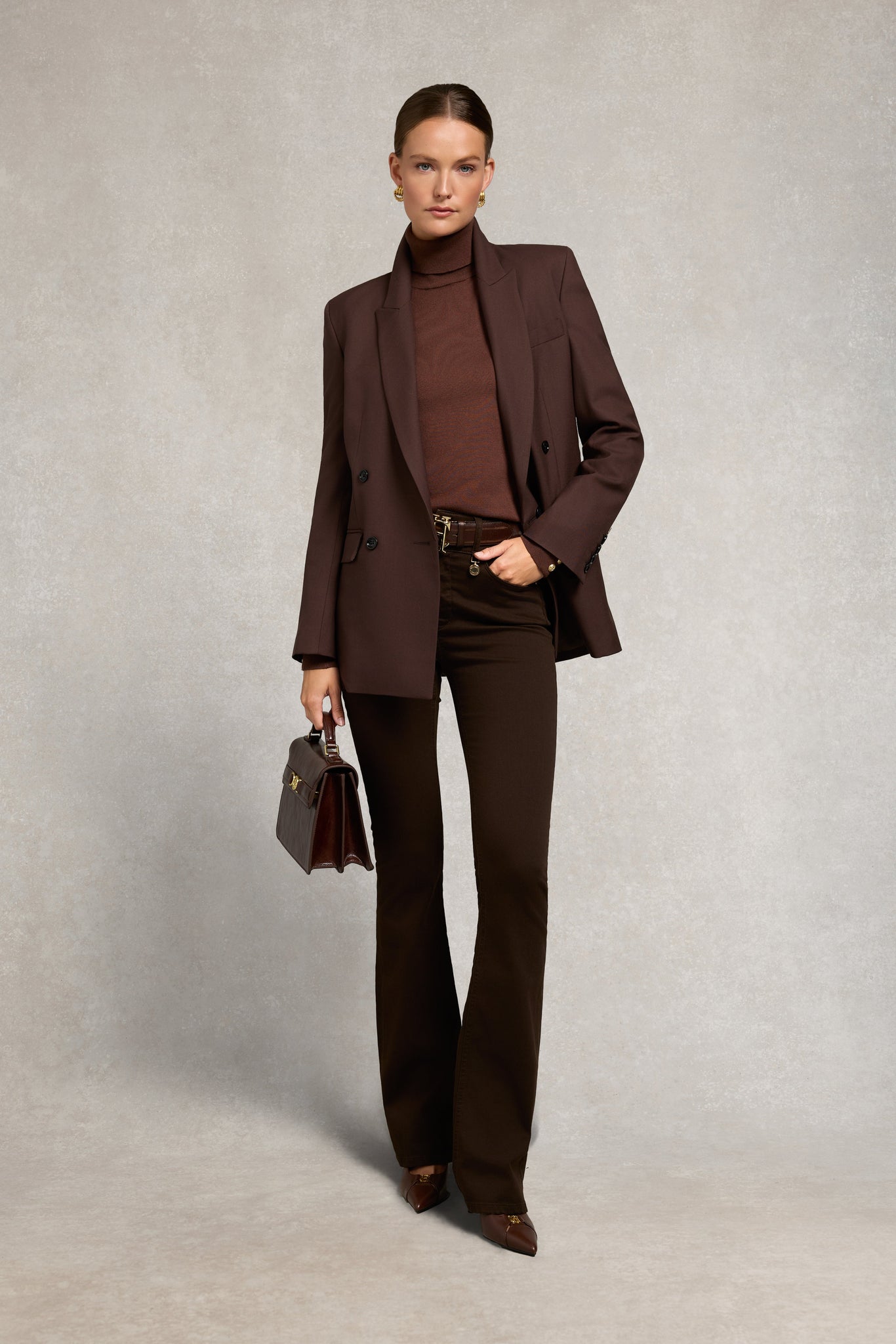 Structured Kelsie Roll Neck Knit (Cocoa)