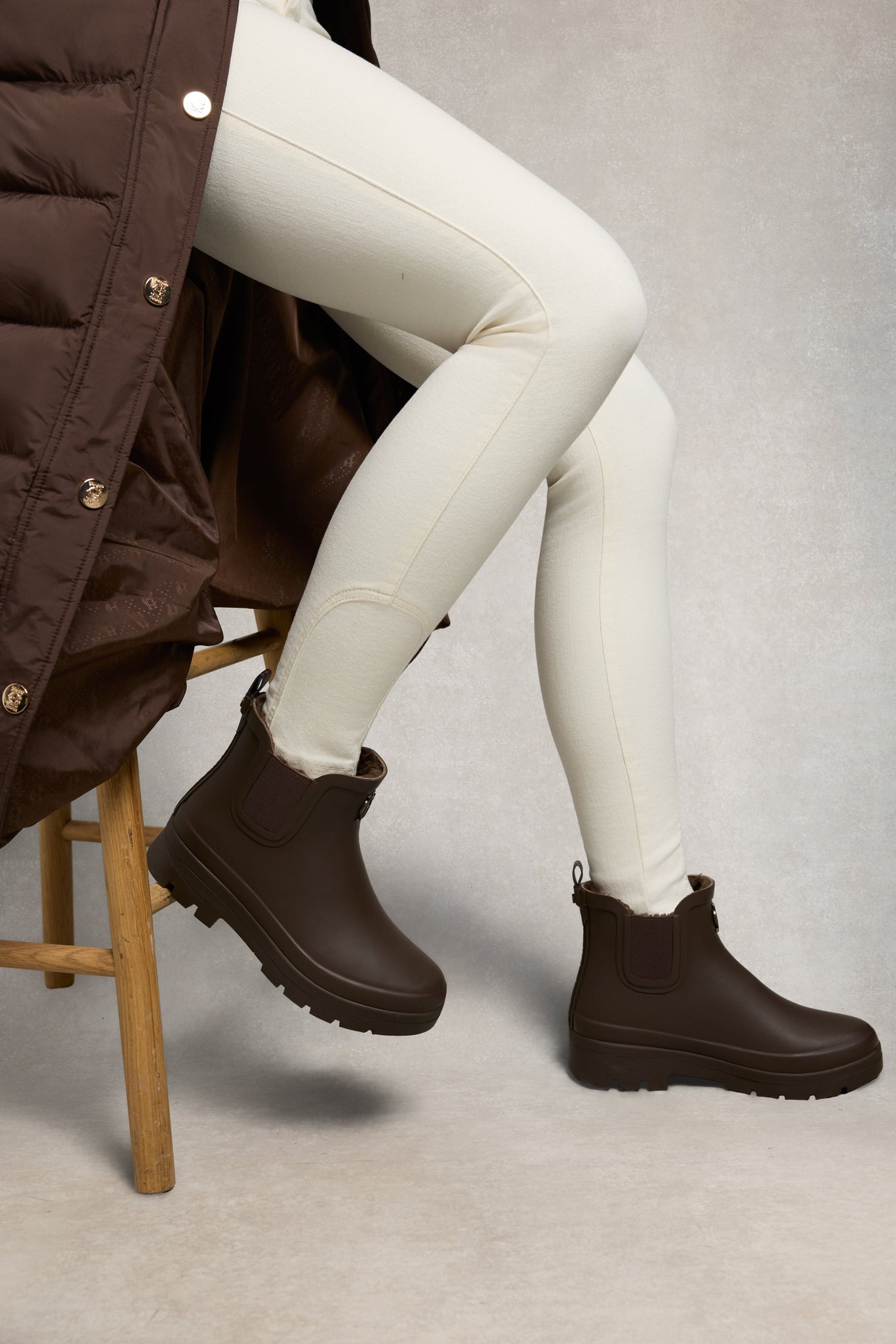 Sherpa Lined Chunky Chelsea Wellington (Chocolate)