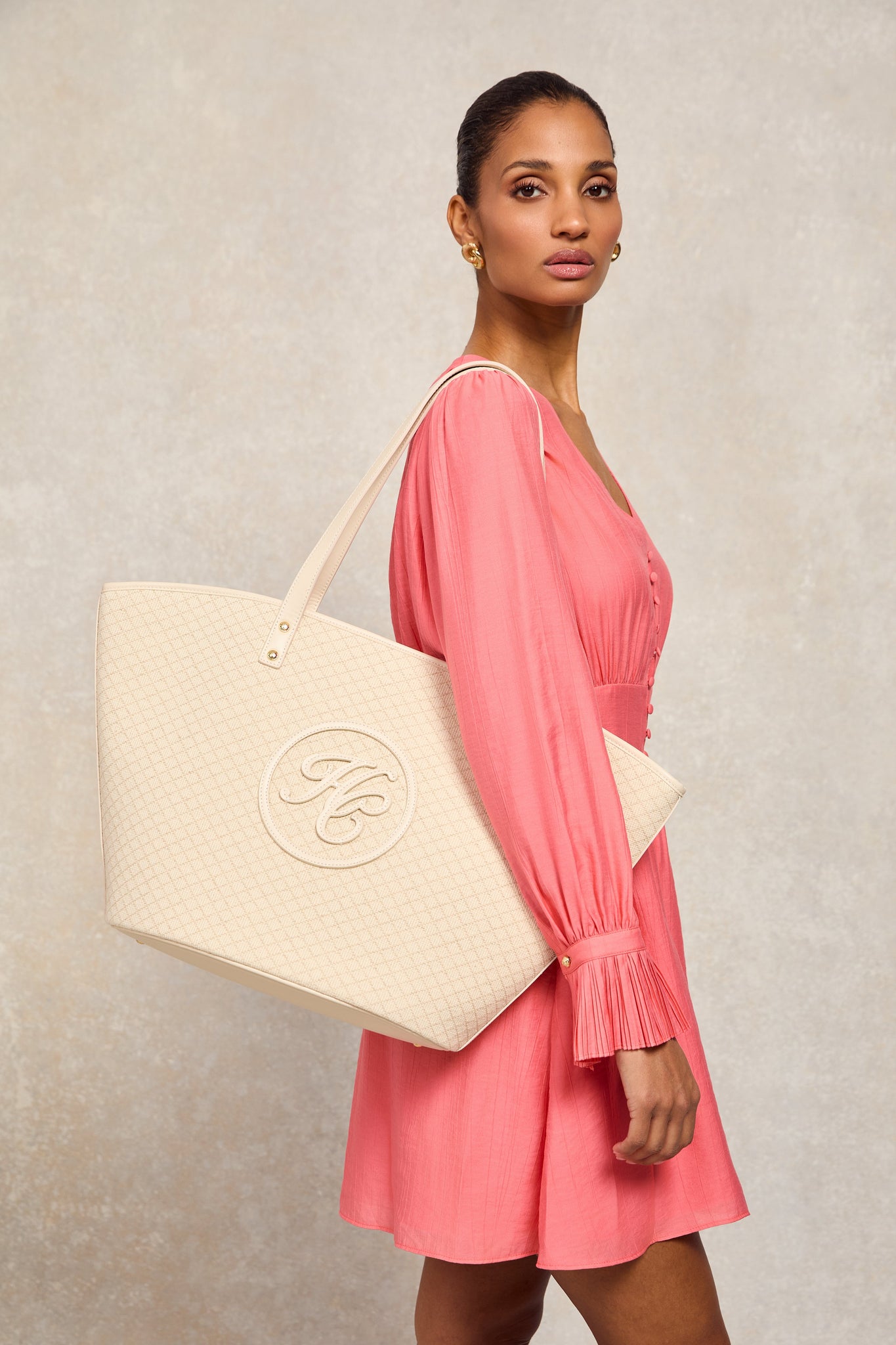 Phoebe V-Neck Mini Dress (Coral)