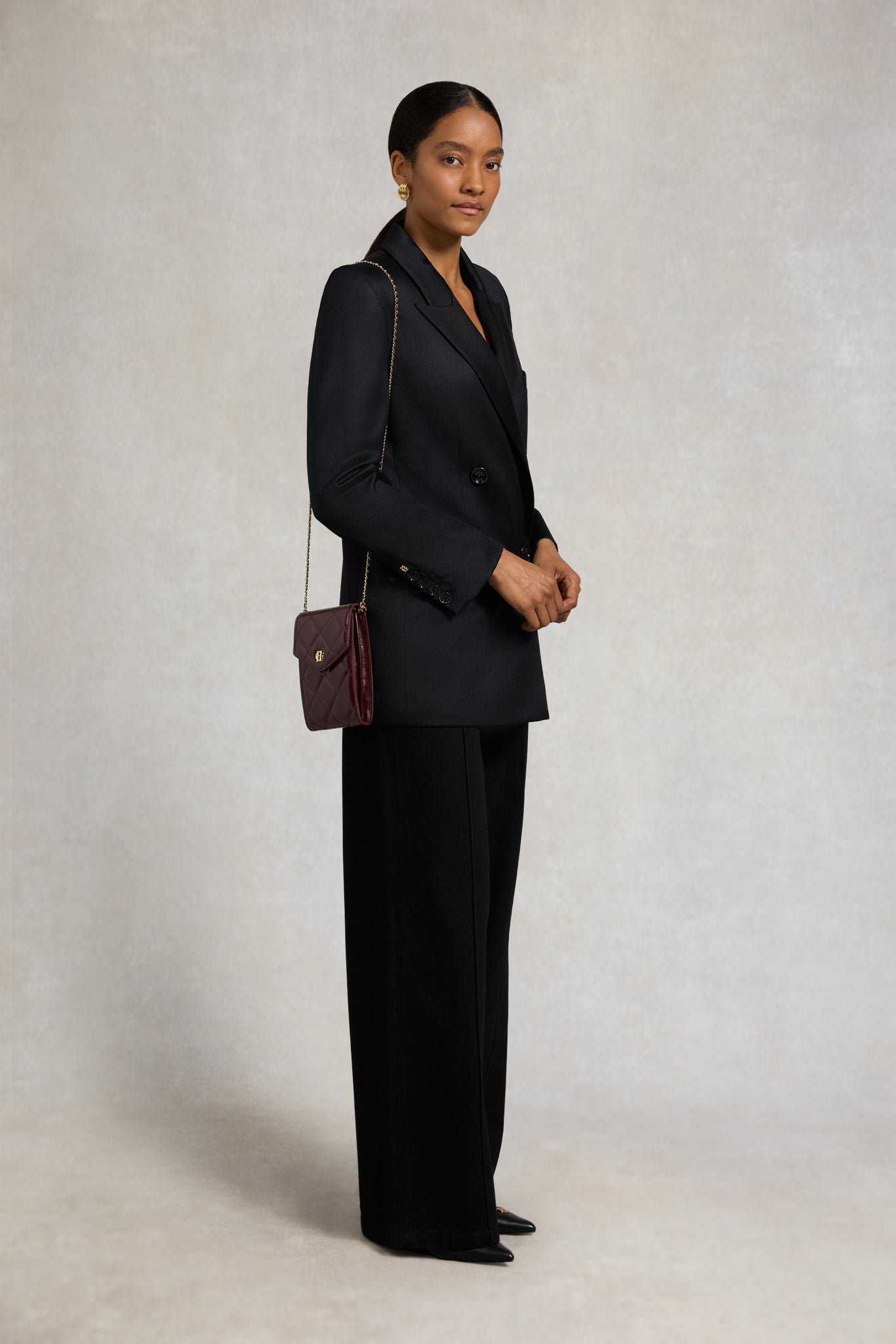 Knightsbridge Quilted Phone Pouch (Oxblood Leather)