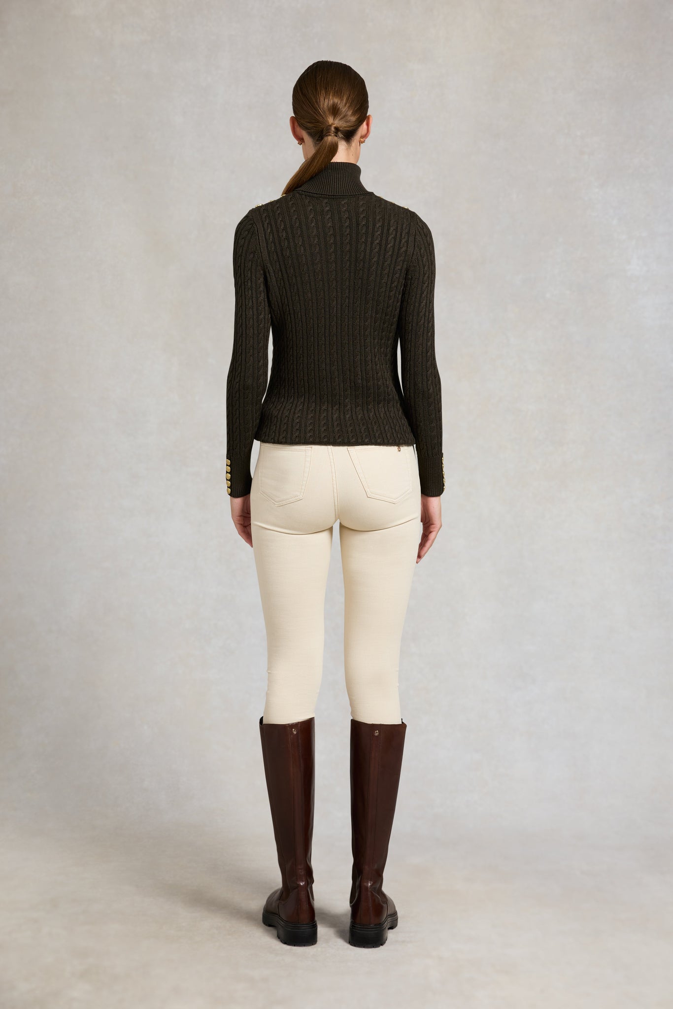 Seattle Roll Neck Cable Knit (Fern Green)