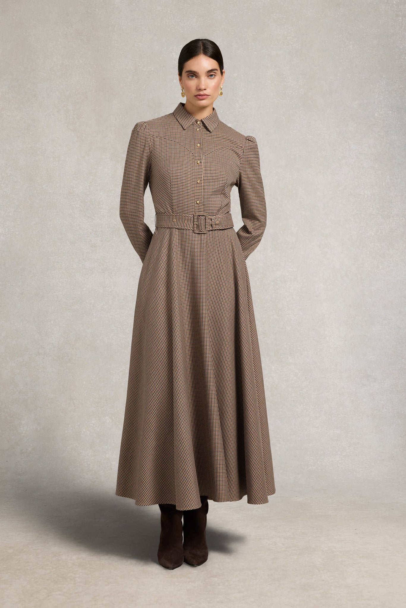 Heritage Dress (Coffee Gingham)