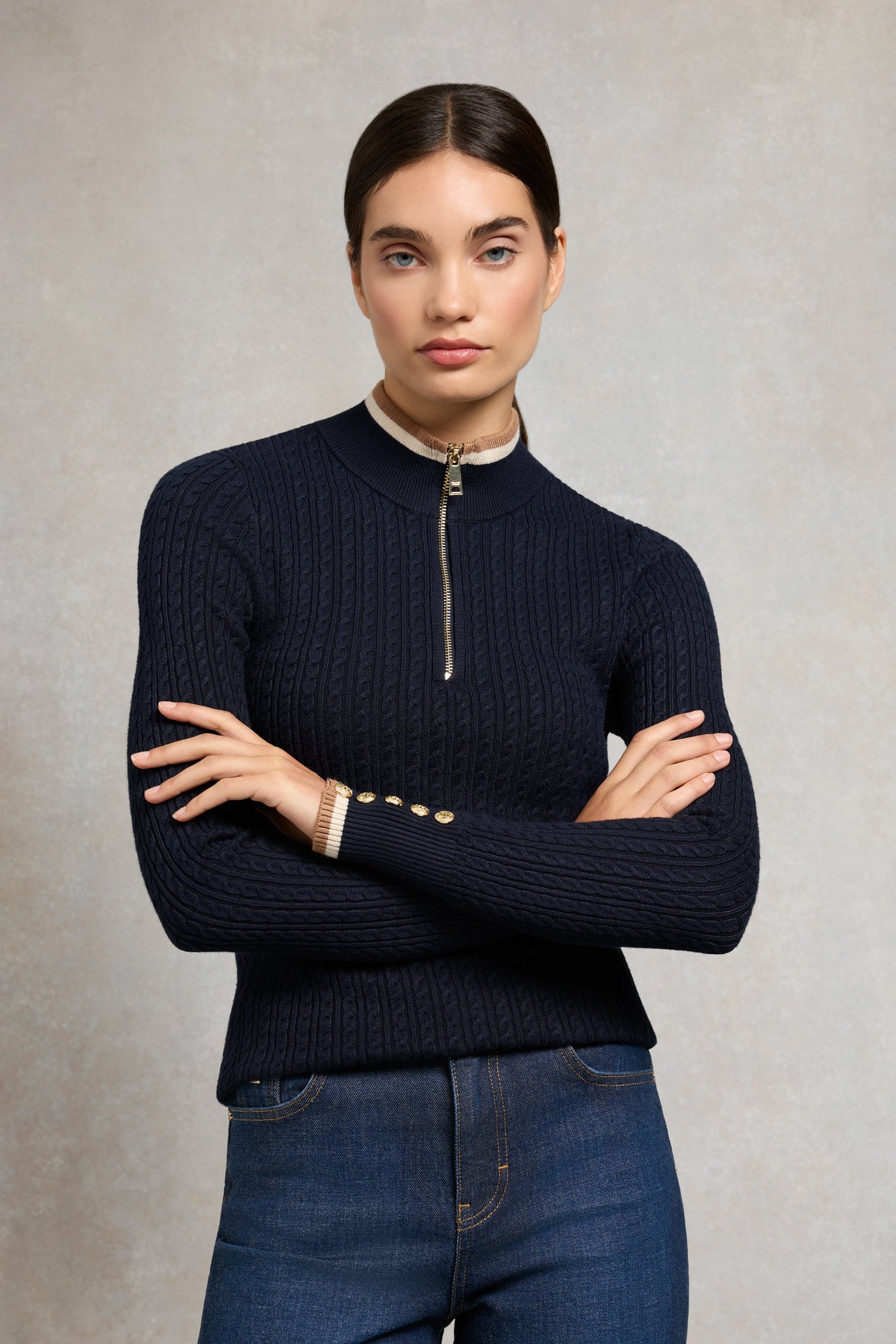 Zoe Quarter Zip Knit (Ink Navy)