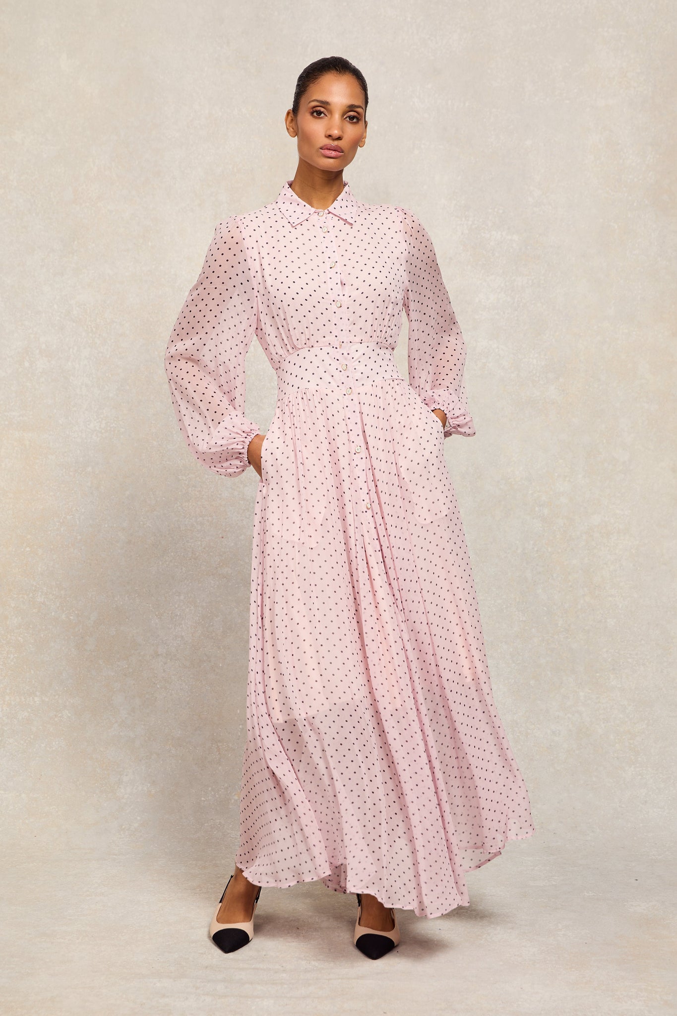 Paros Shirt Dress (Pink Polka Dot)