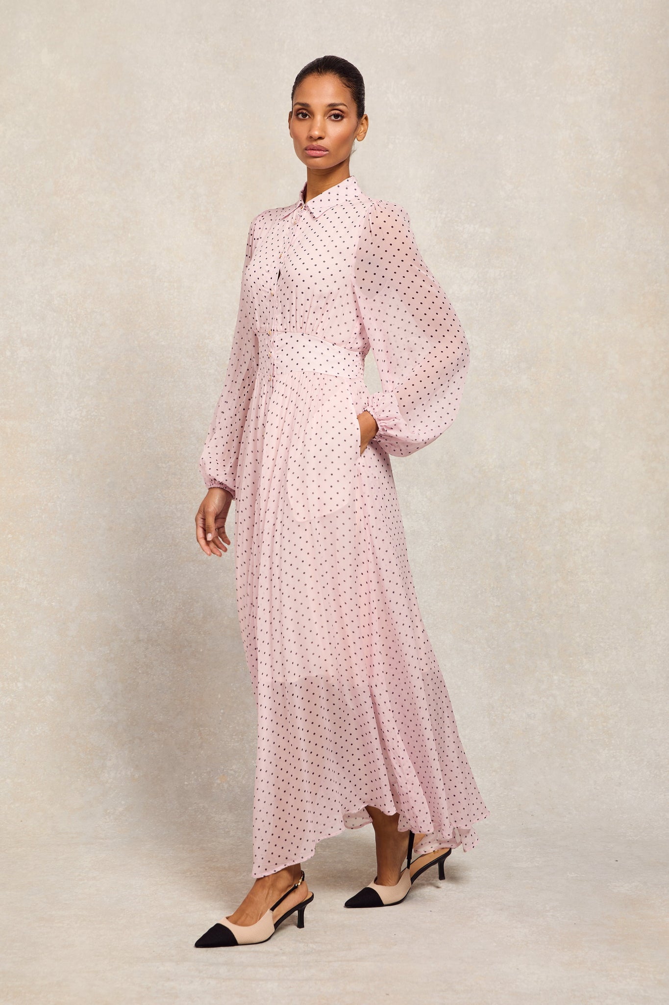 Paros Shirt Dress (Pink Polka Dot)