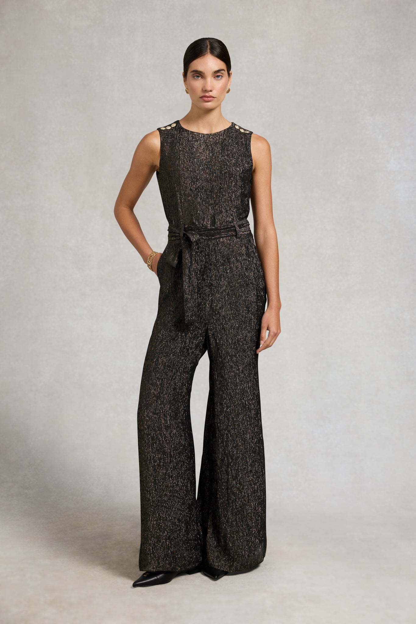 Nicole Jumpsuit (Gold Sparkle)