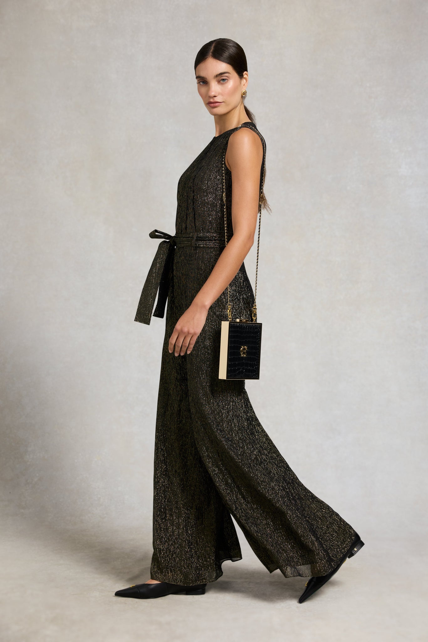 Nicole Jumpsuit (Gold Sparkle)