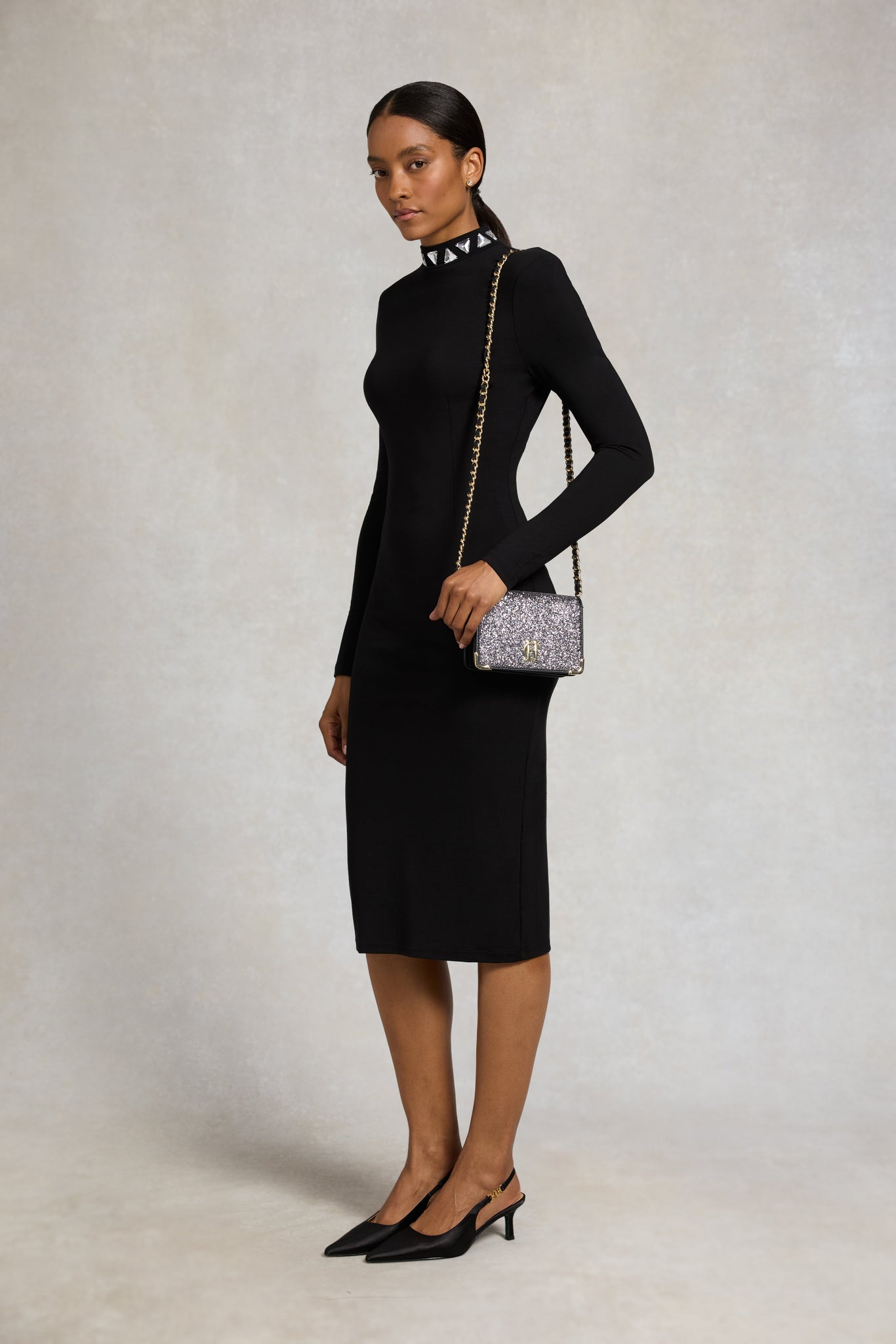 Regency Satin Kitten Heel (Black Satin)