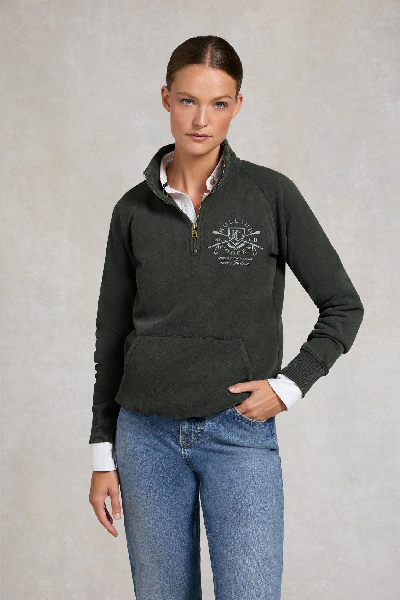 Crest Zip Henley (Racing Green)