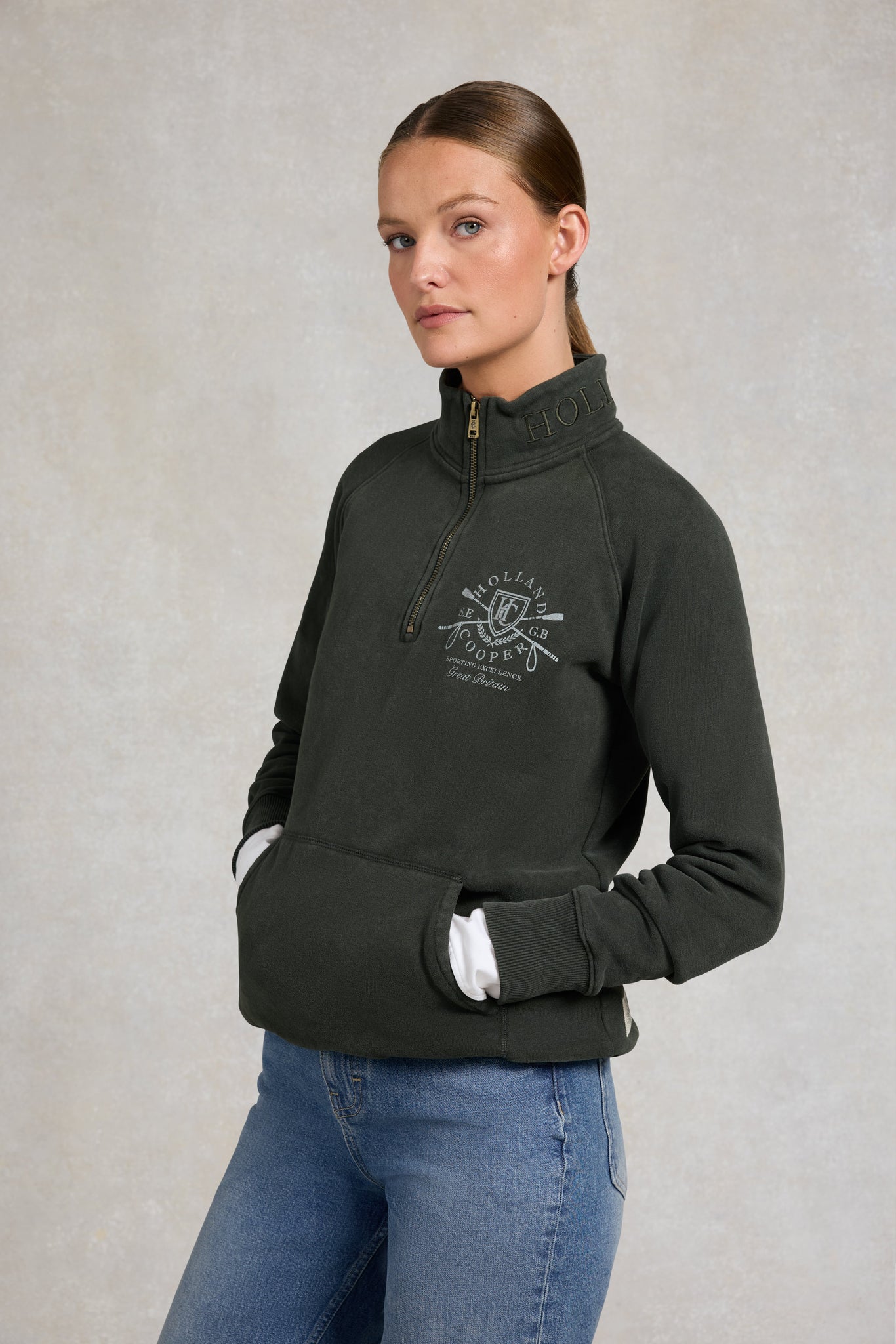 Crest Zip Henley (Racing Green)