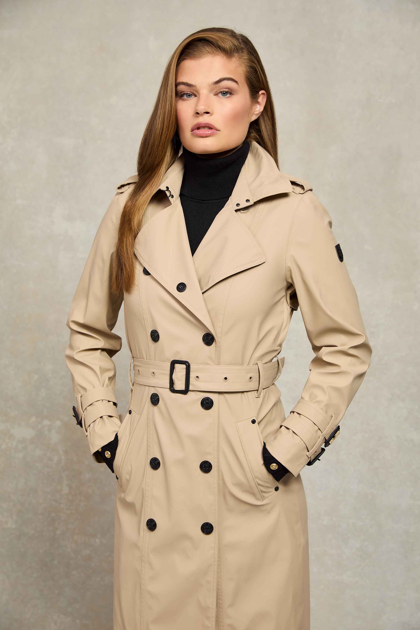 Full Length Kendal Waterproof Trench Coat (Stone)