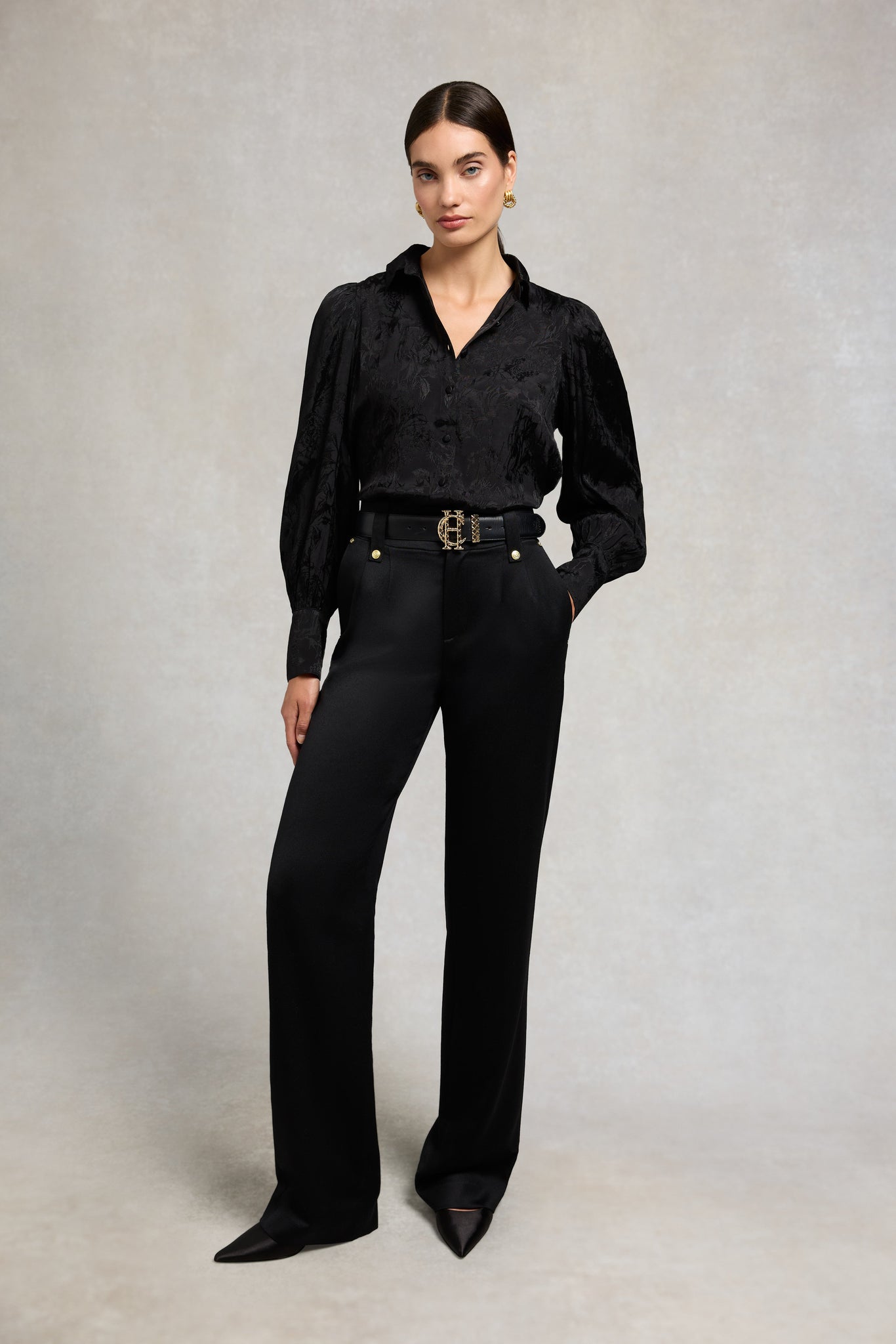 Iona Shirt (Black Jacquard)