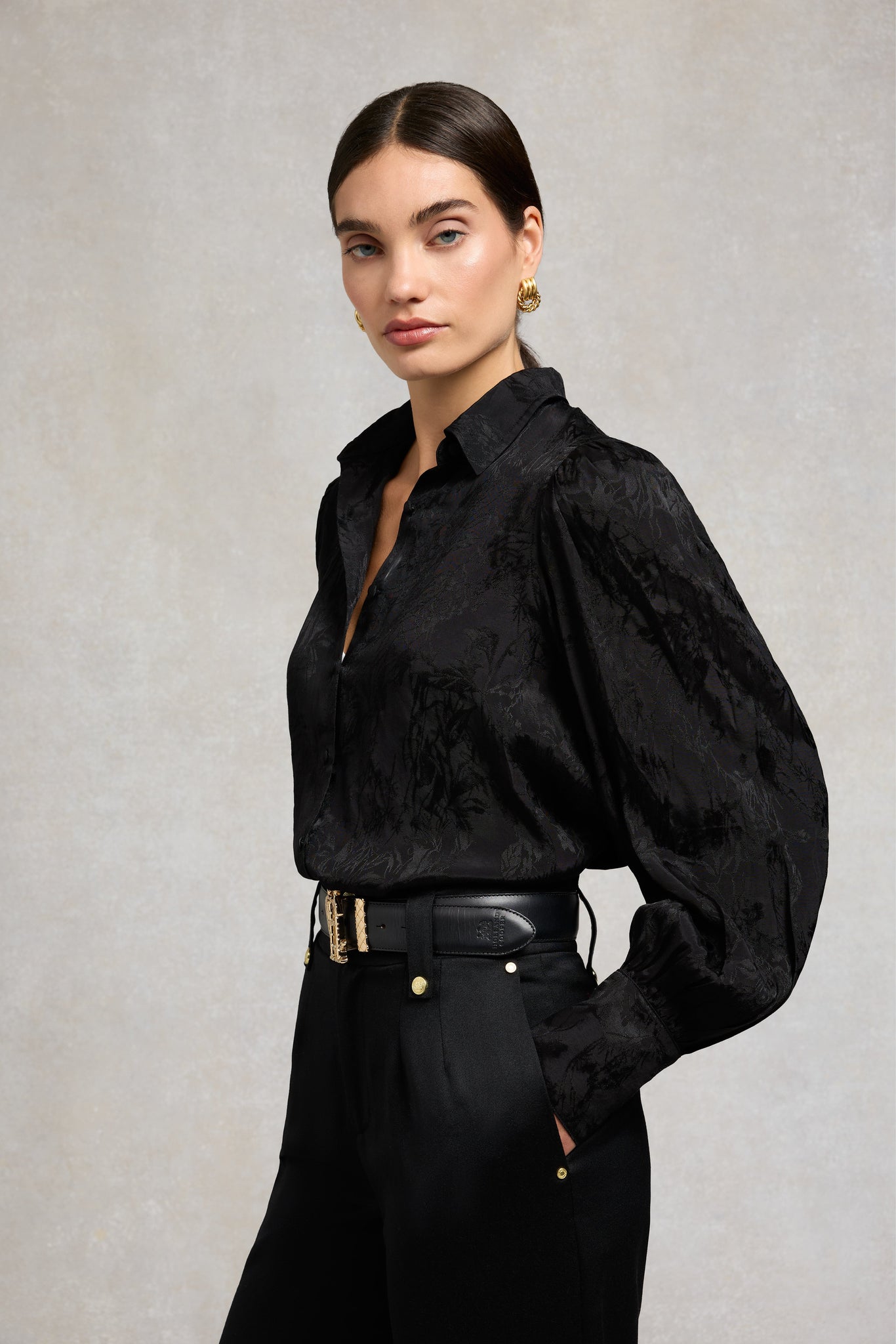 Iona Shirt (Black Jacquard)