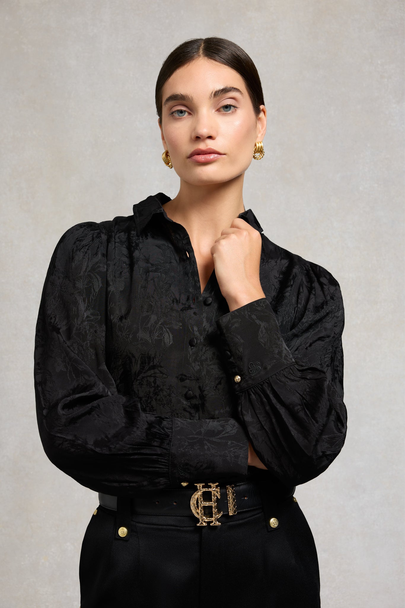 Iona Shirt (Black Jacquard)