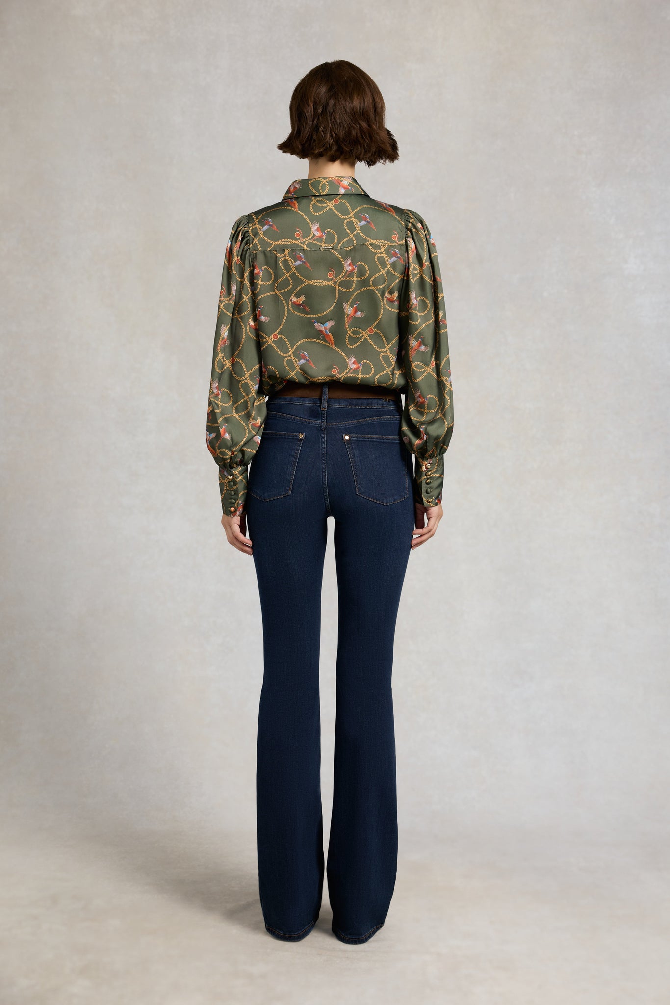 Isla Satin Shirt (Khaki Pheasant)