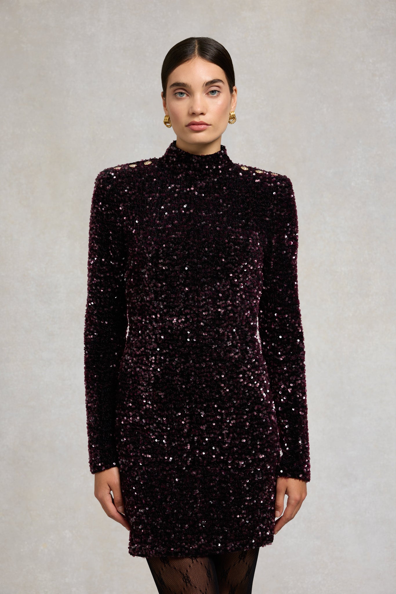 Cara Sequin Mini Dress (Burgundy)