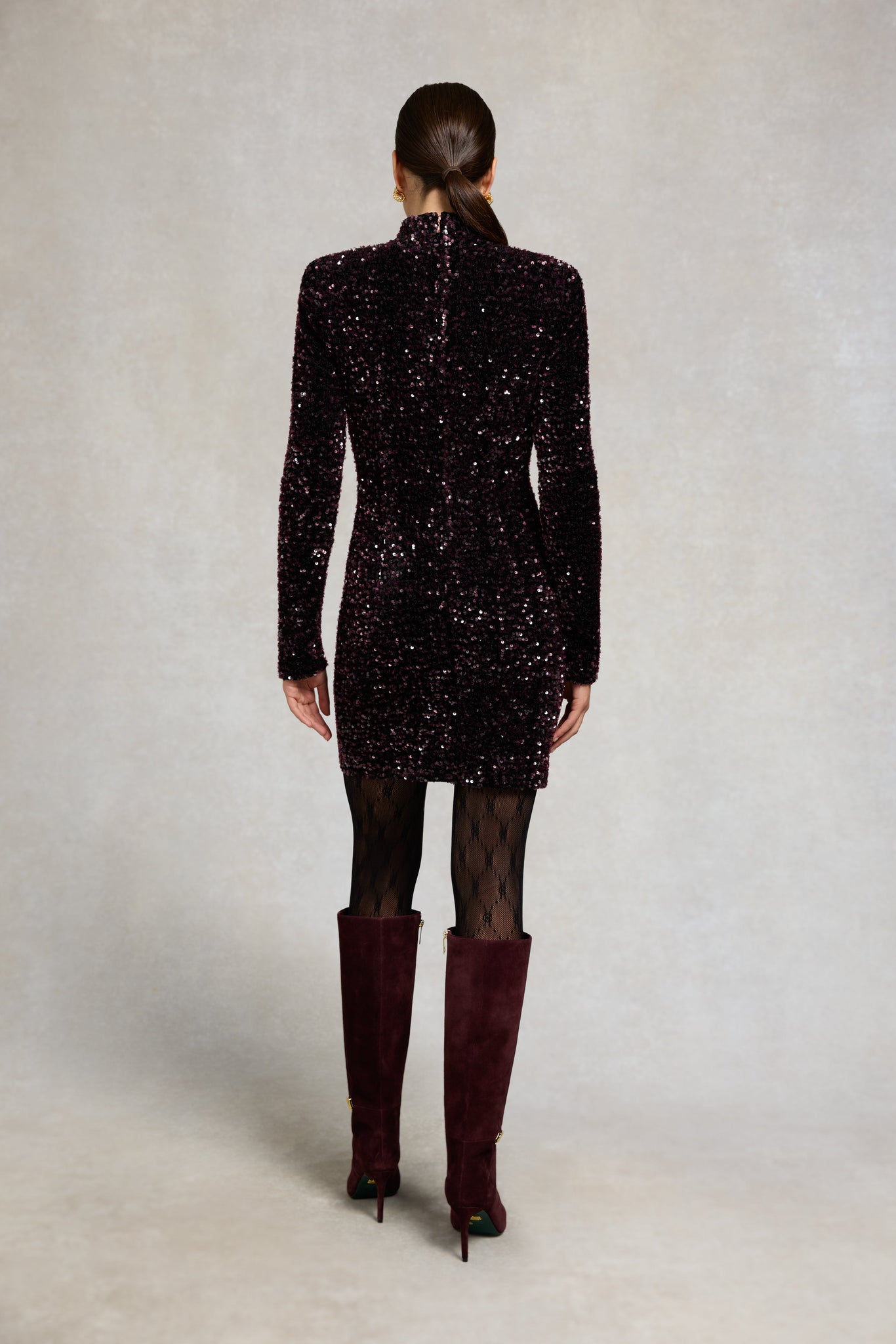 Cara Sequin Mini Dress (Burgundy)