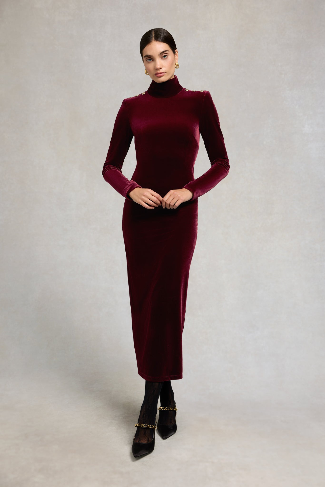 Cara Velvet Maxi Dress (Burgundy)