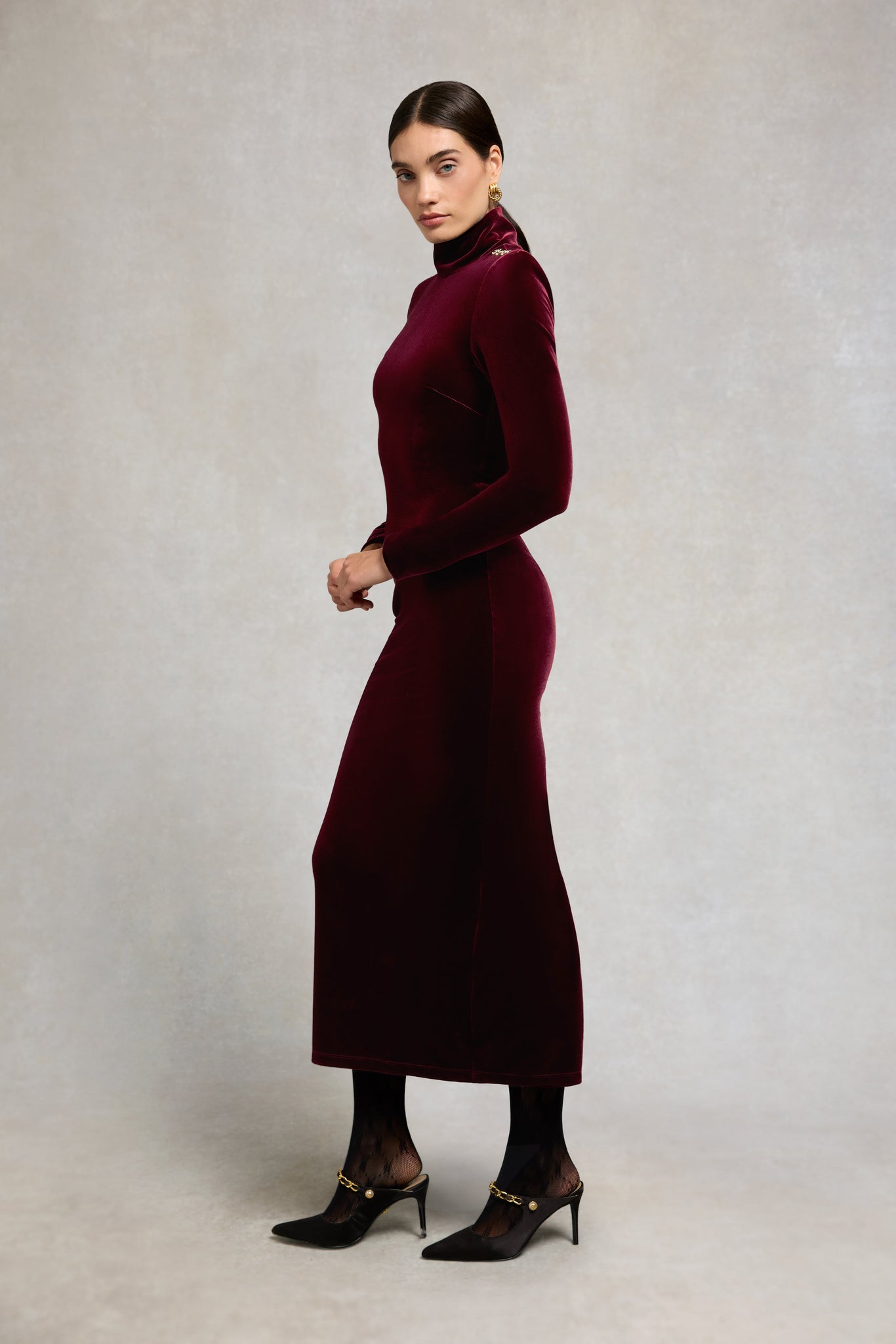 Cara Velvet Maxi Dress (Burgundy)