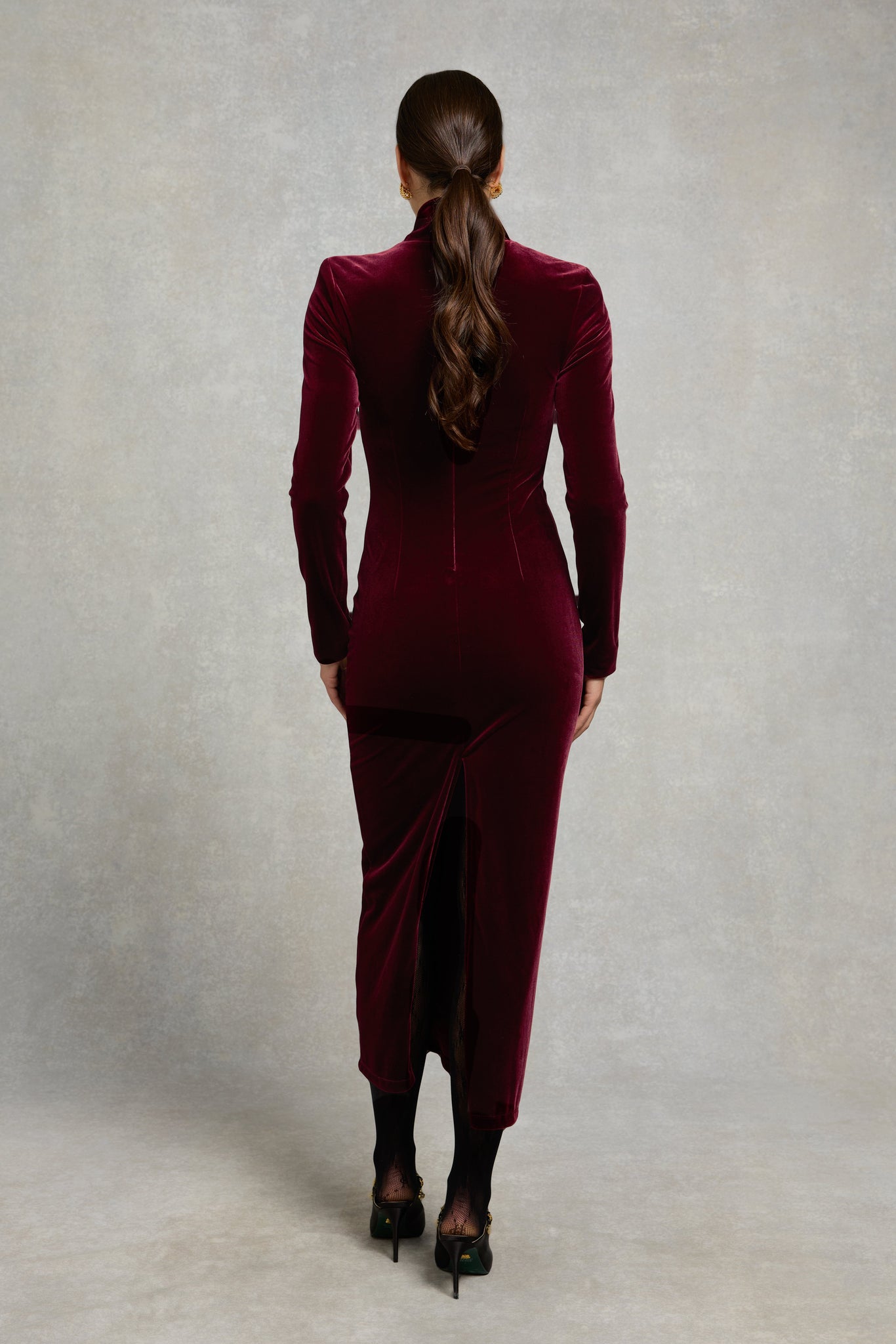 Cara Velvet Maxi Dress (Burgundy)