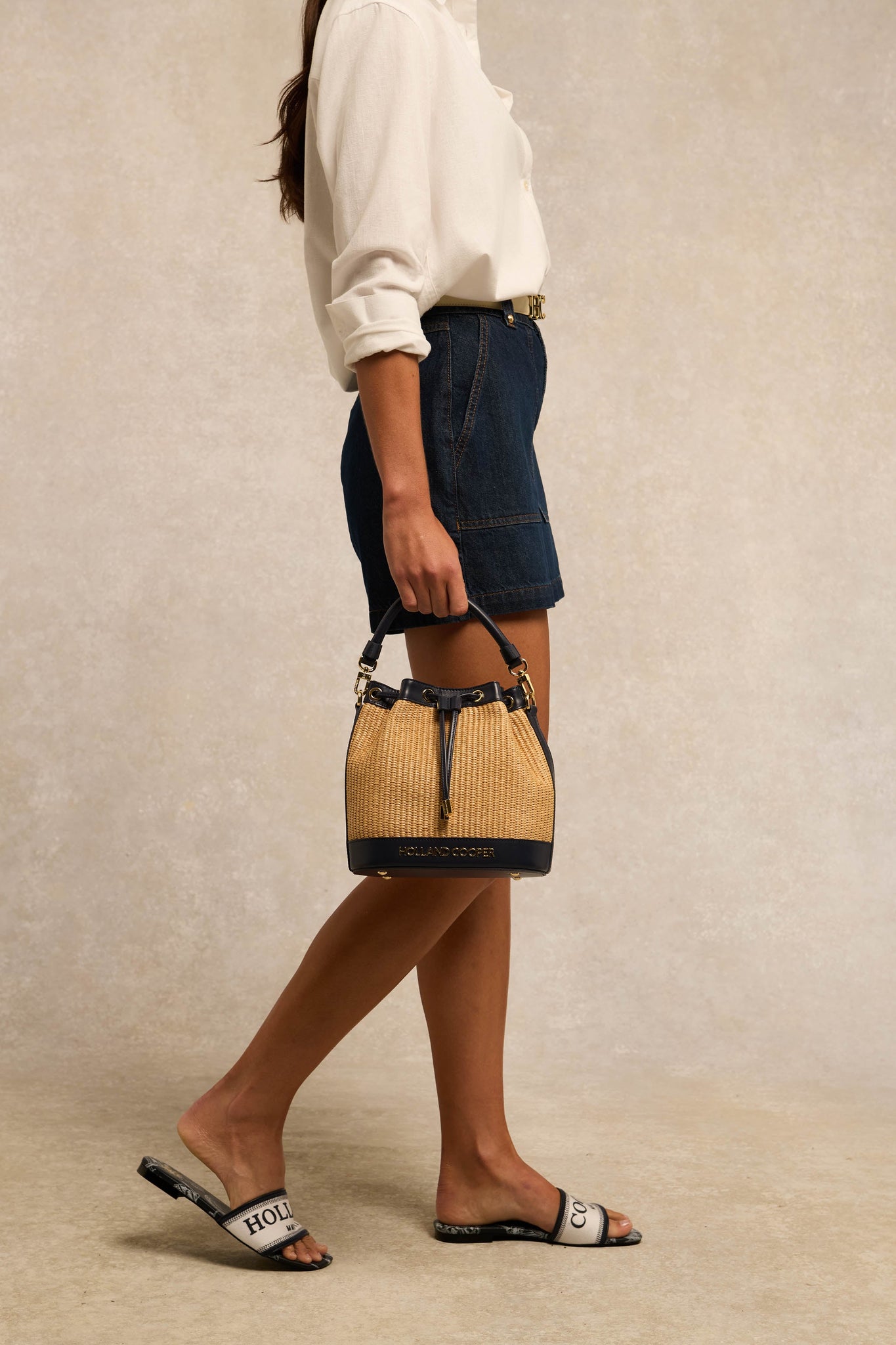 Abbot Bucket Bag (Rattan Navy)