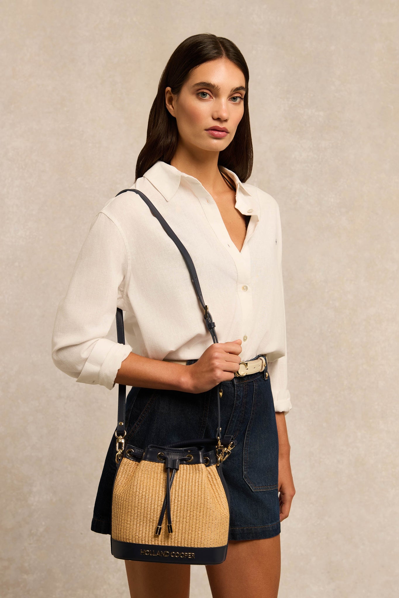 Abbot Bucket Bag (Rattan Navy)