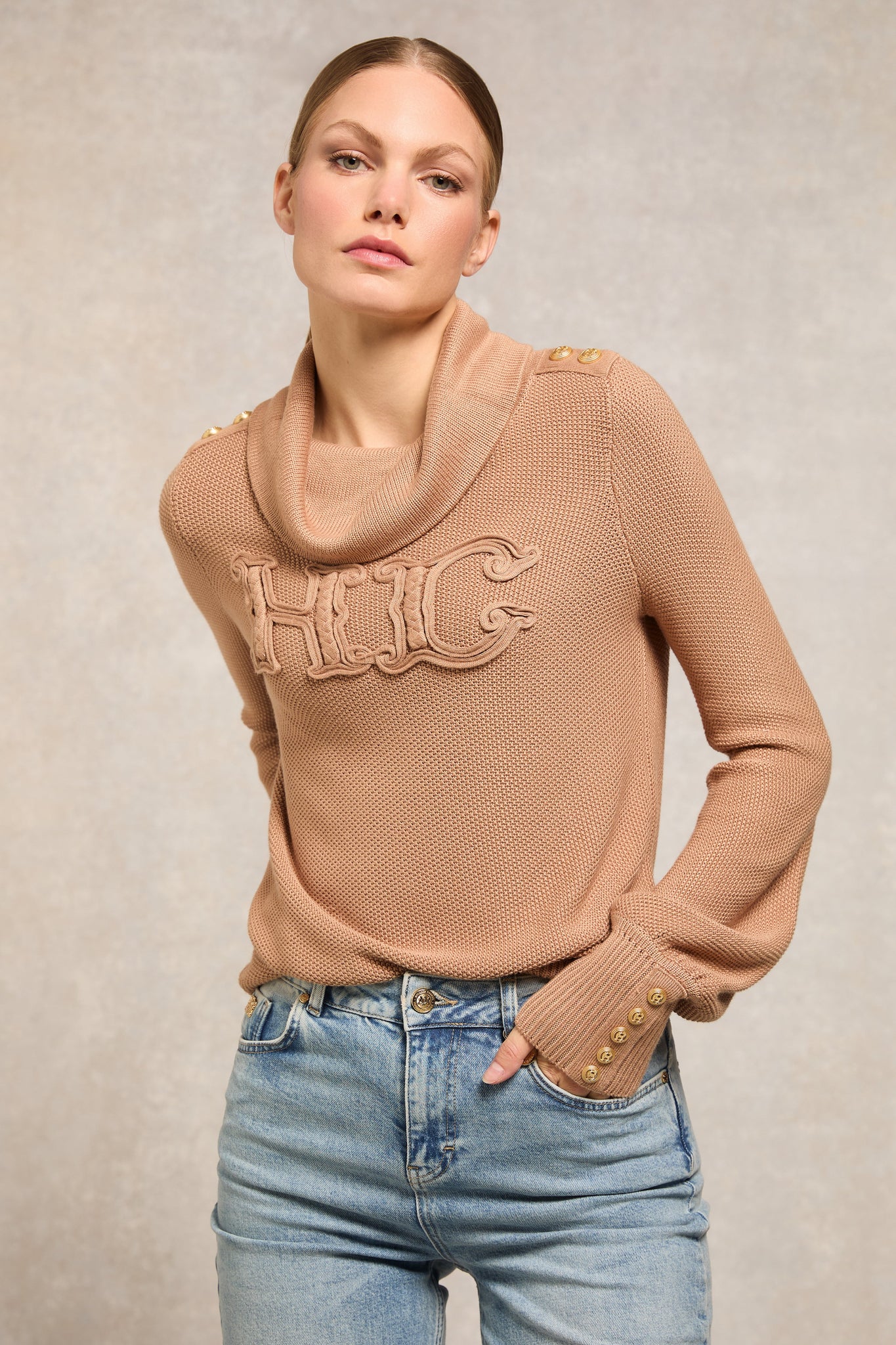 Daisy Roll Neck Knit (Camel)