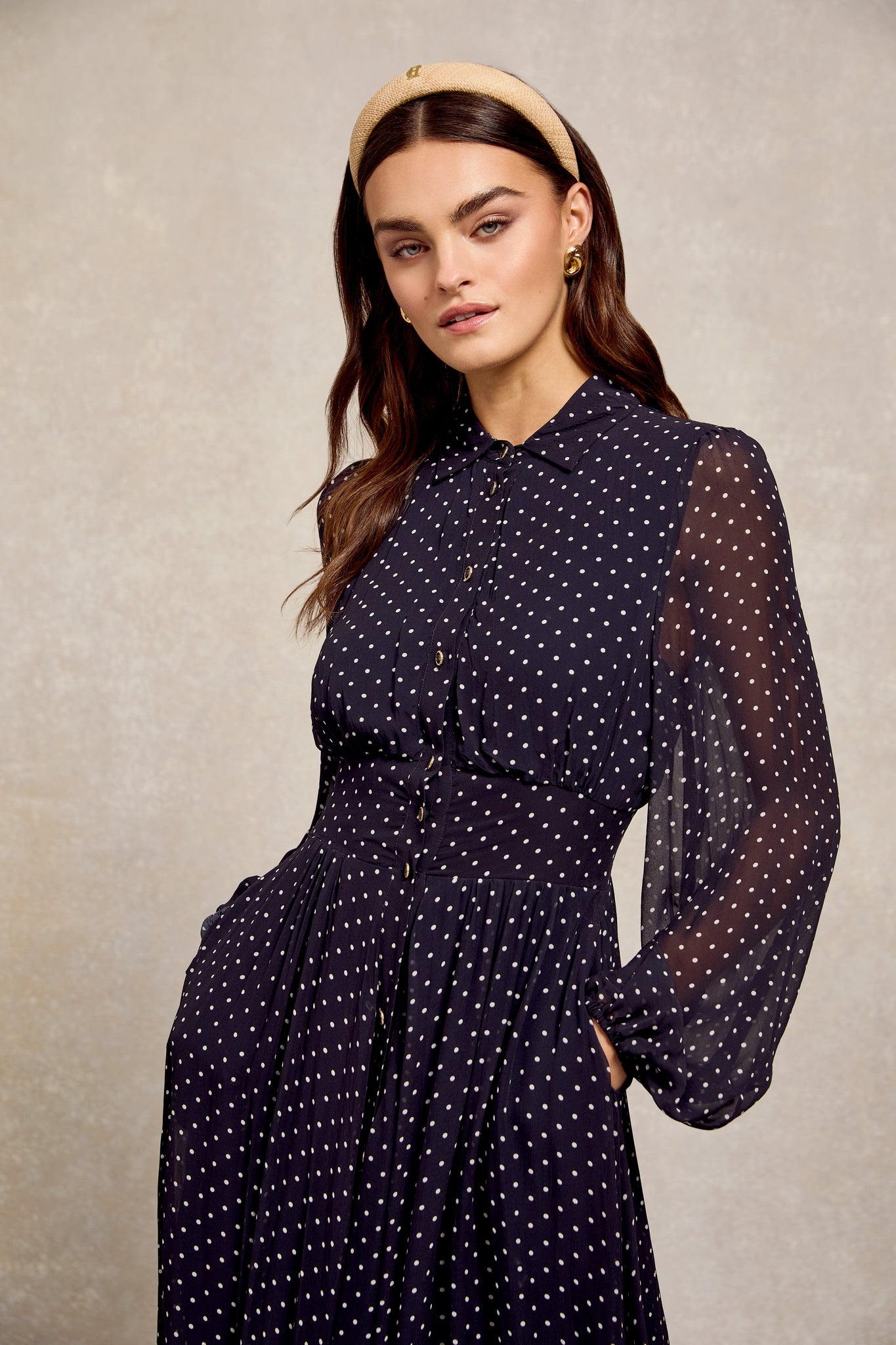 Paros Shirt Dress (Navy Polka Dot)