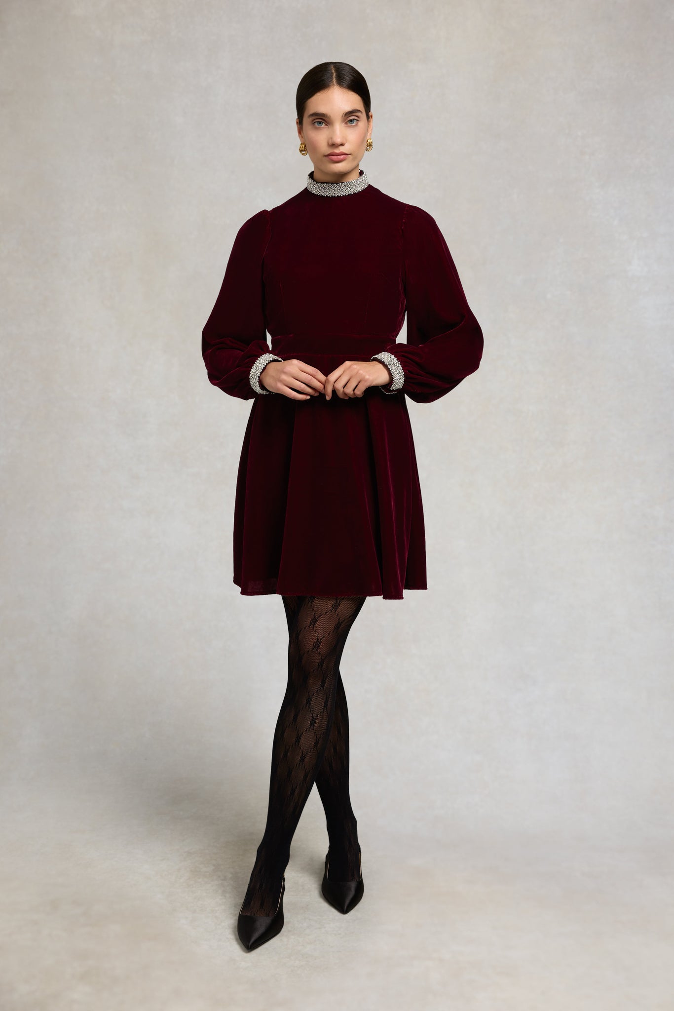 Gracie Velvet Mini Dress (Merlot)