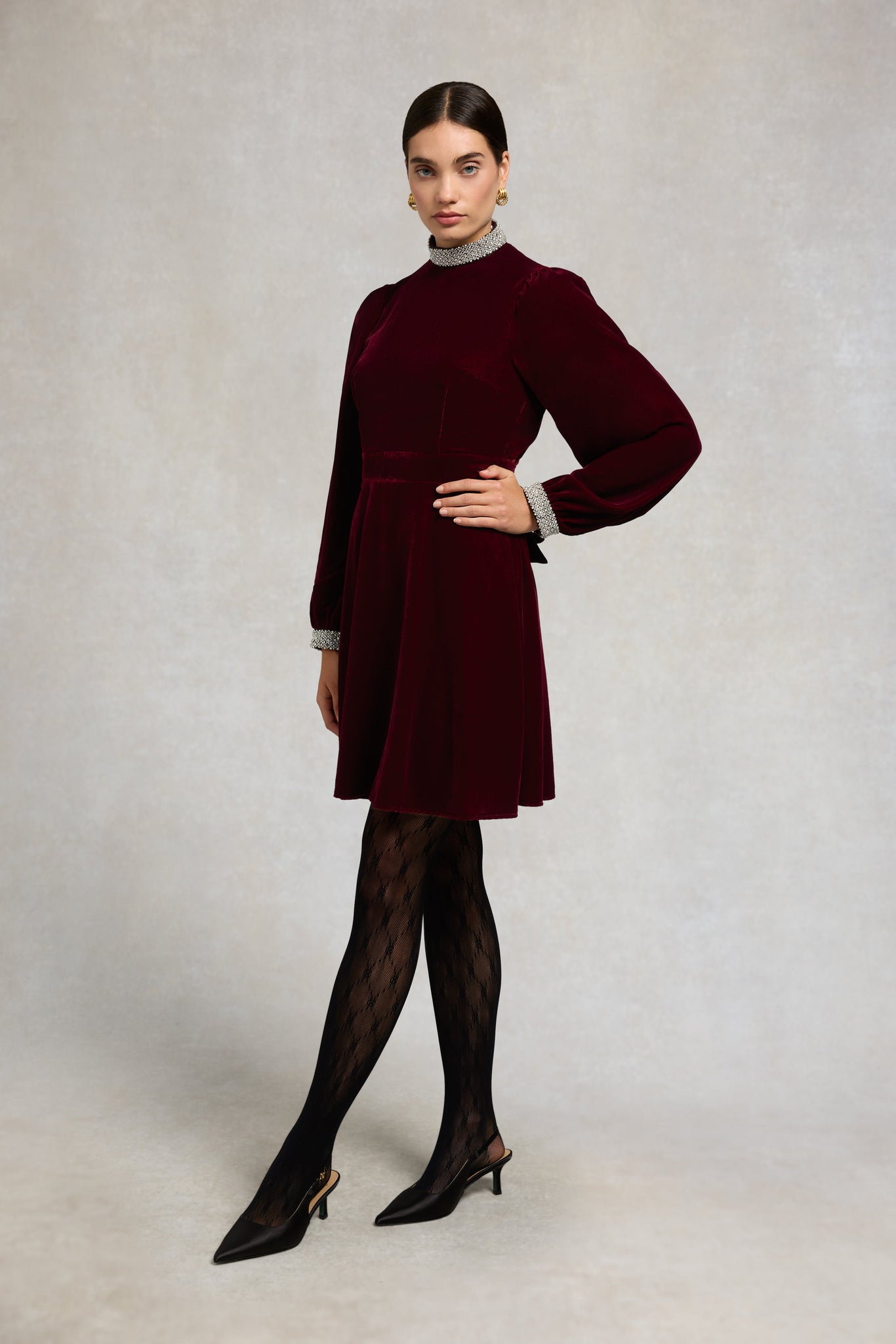 Gracie Velvet Mini Dress (Merlot)