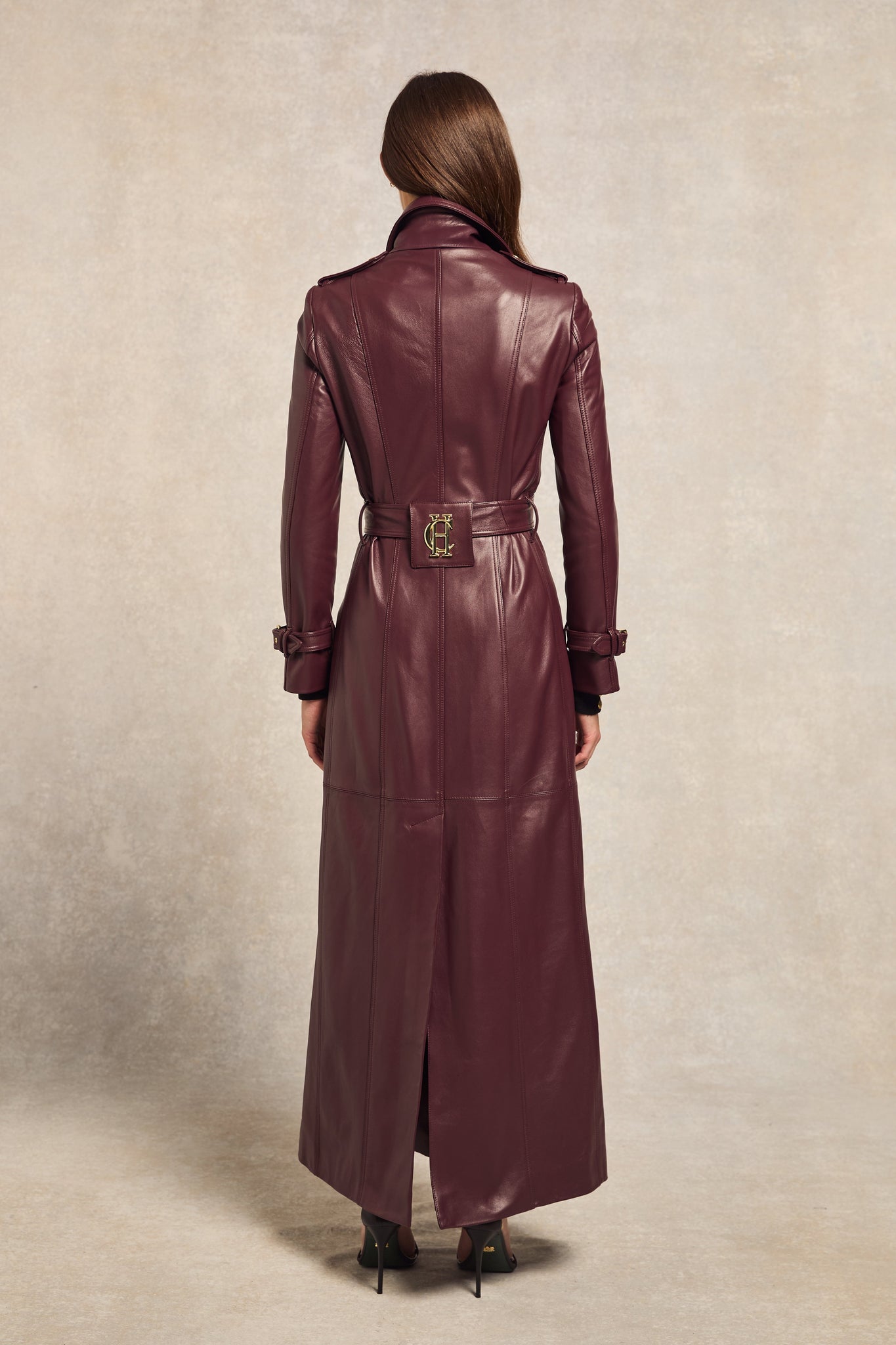 Oxblood Leather Trench Coat Burgundy Leather Coat Leather Look
