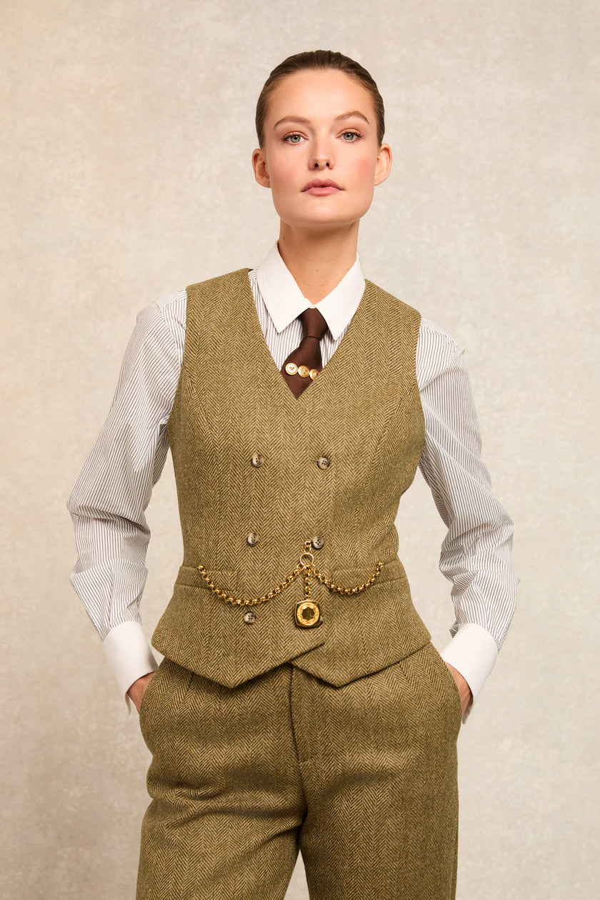 Kensington Waistcoat (Moss Herringbone)