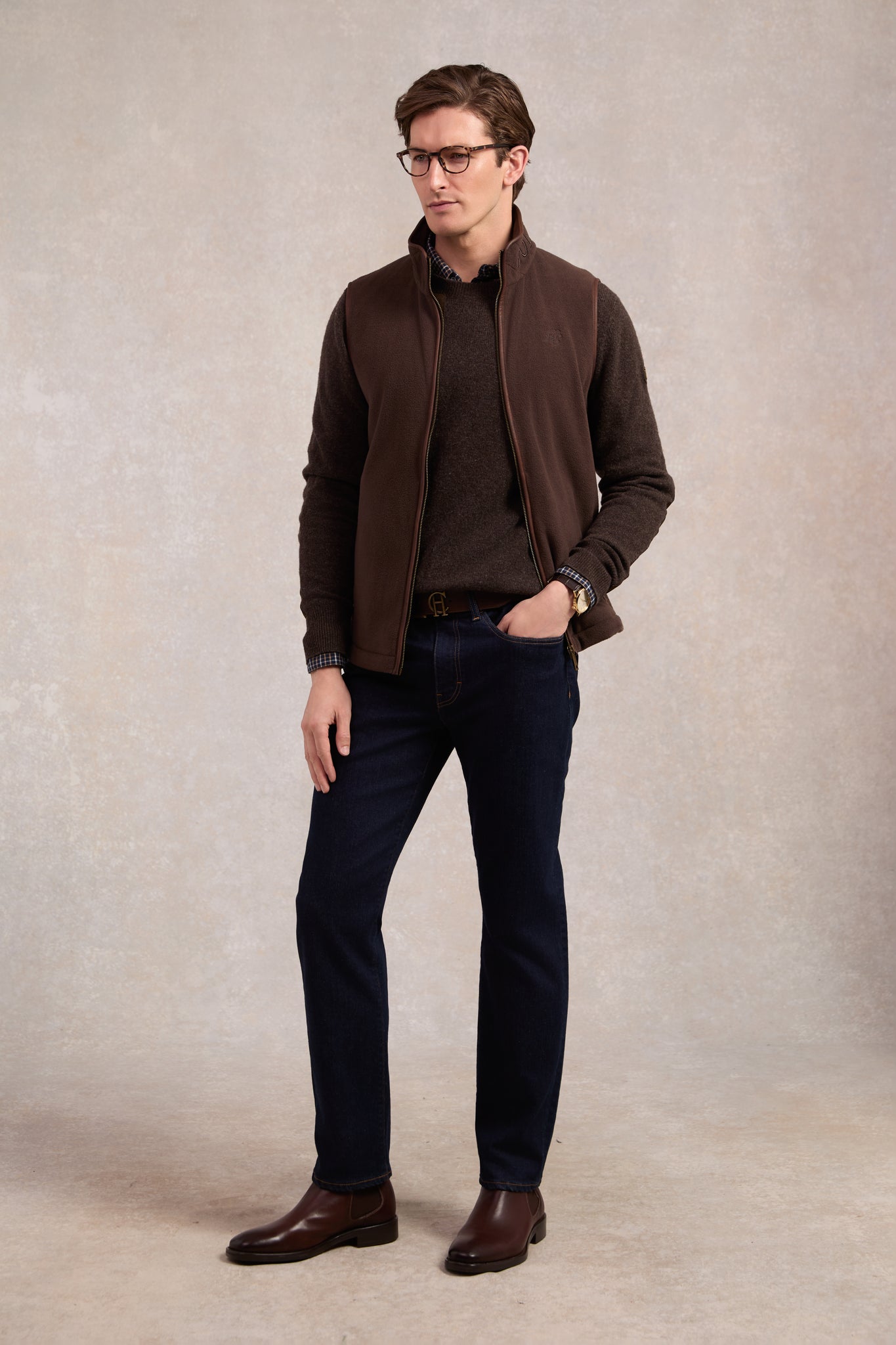 Men's Country Fleece Gilet (Chocolate)