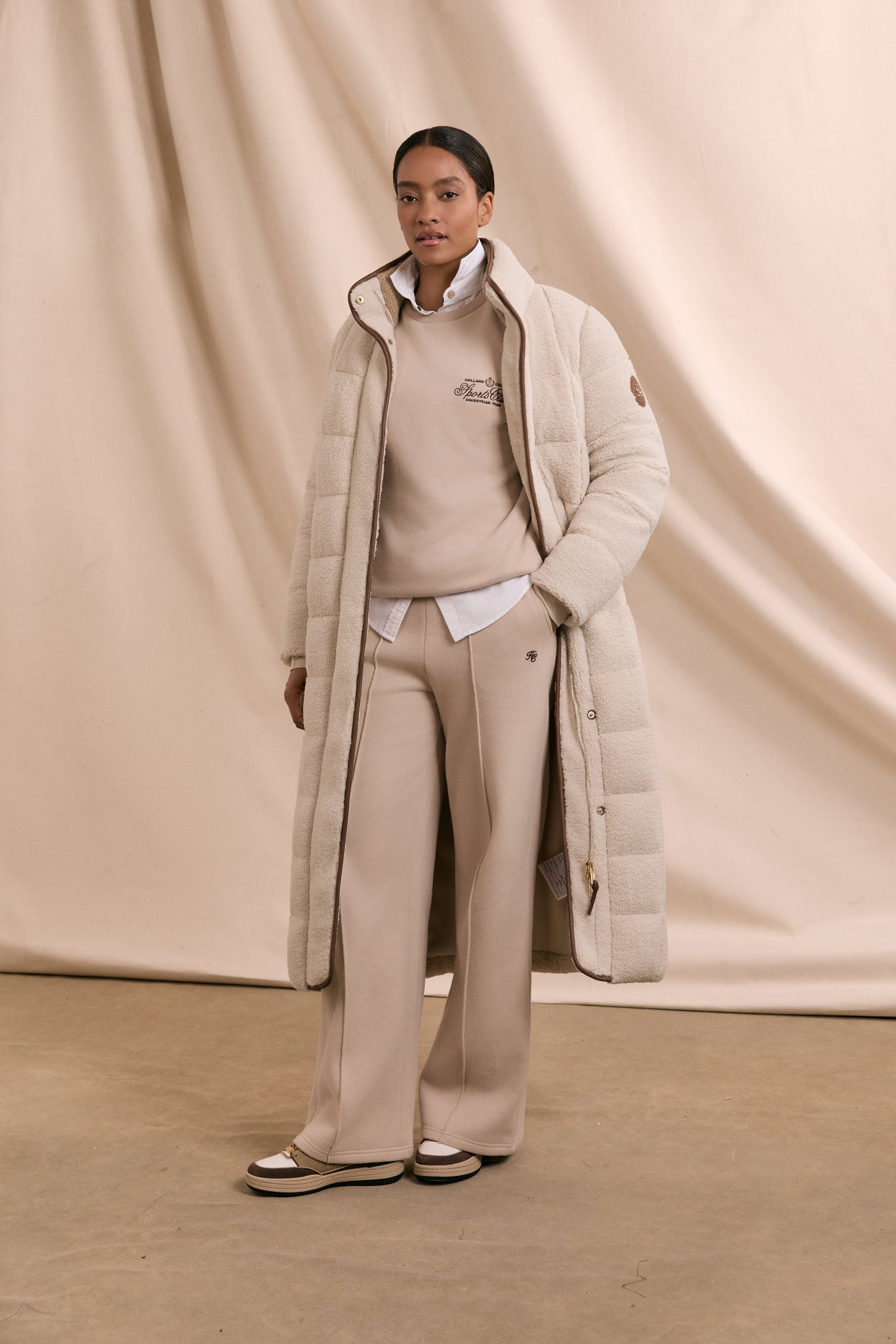 Crawford Longline Coat (Natural Borg)