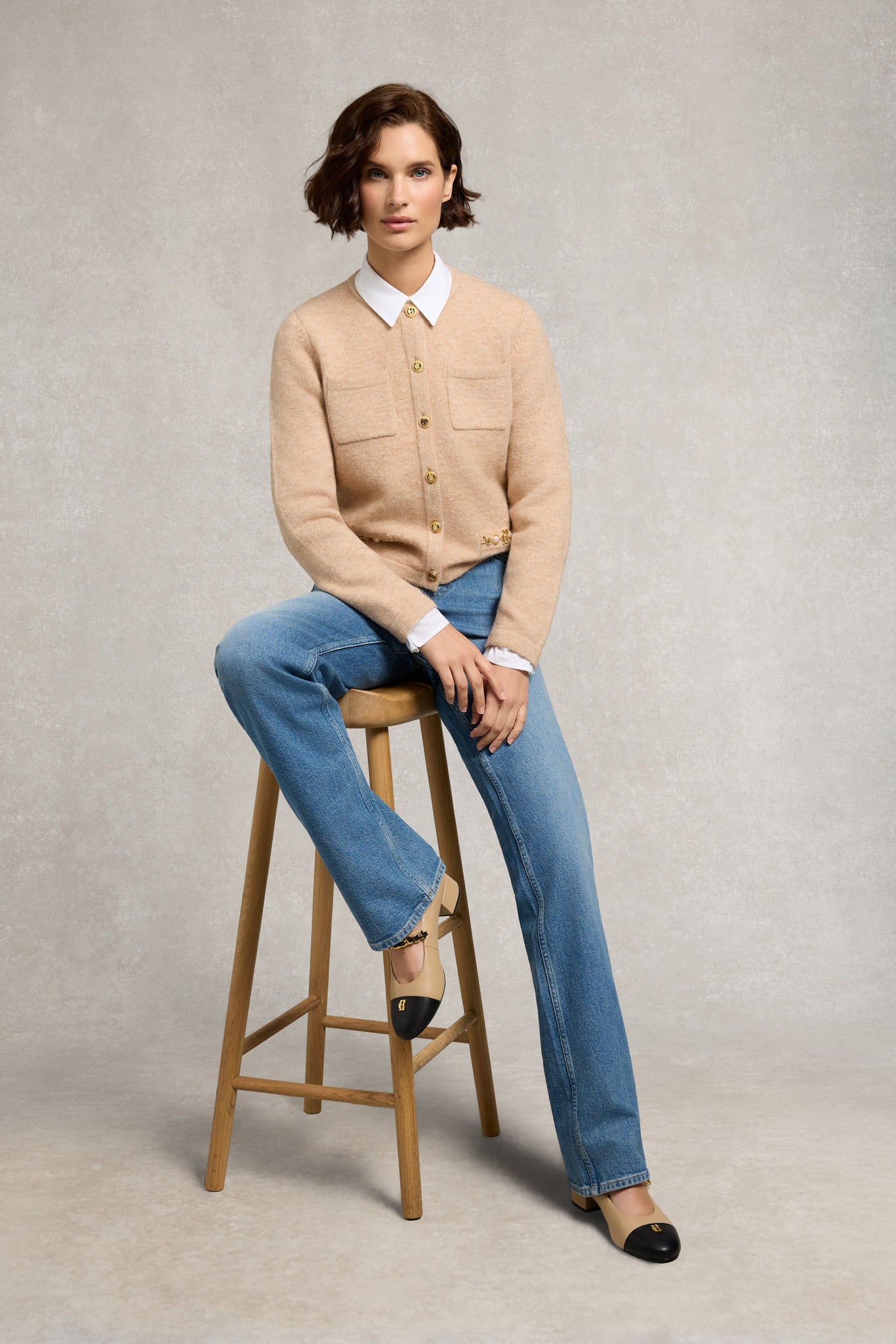 Pearl Ballet Mid Heel (Nude Black Leather)