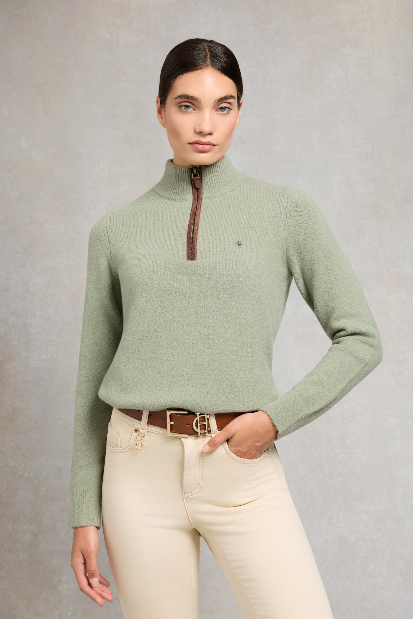 Country Quarter Zip Knit (Sage)