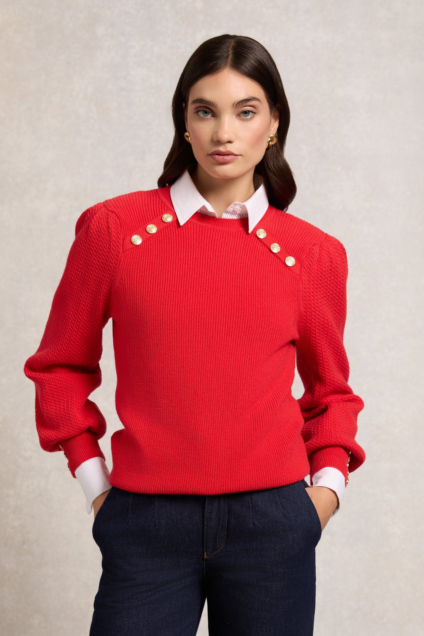 Naomi Crew Neck Knit (Hot Coral)
