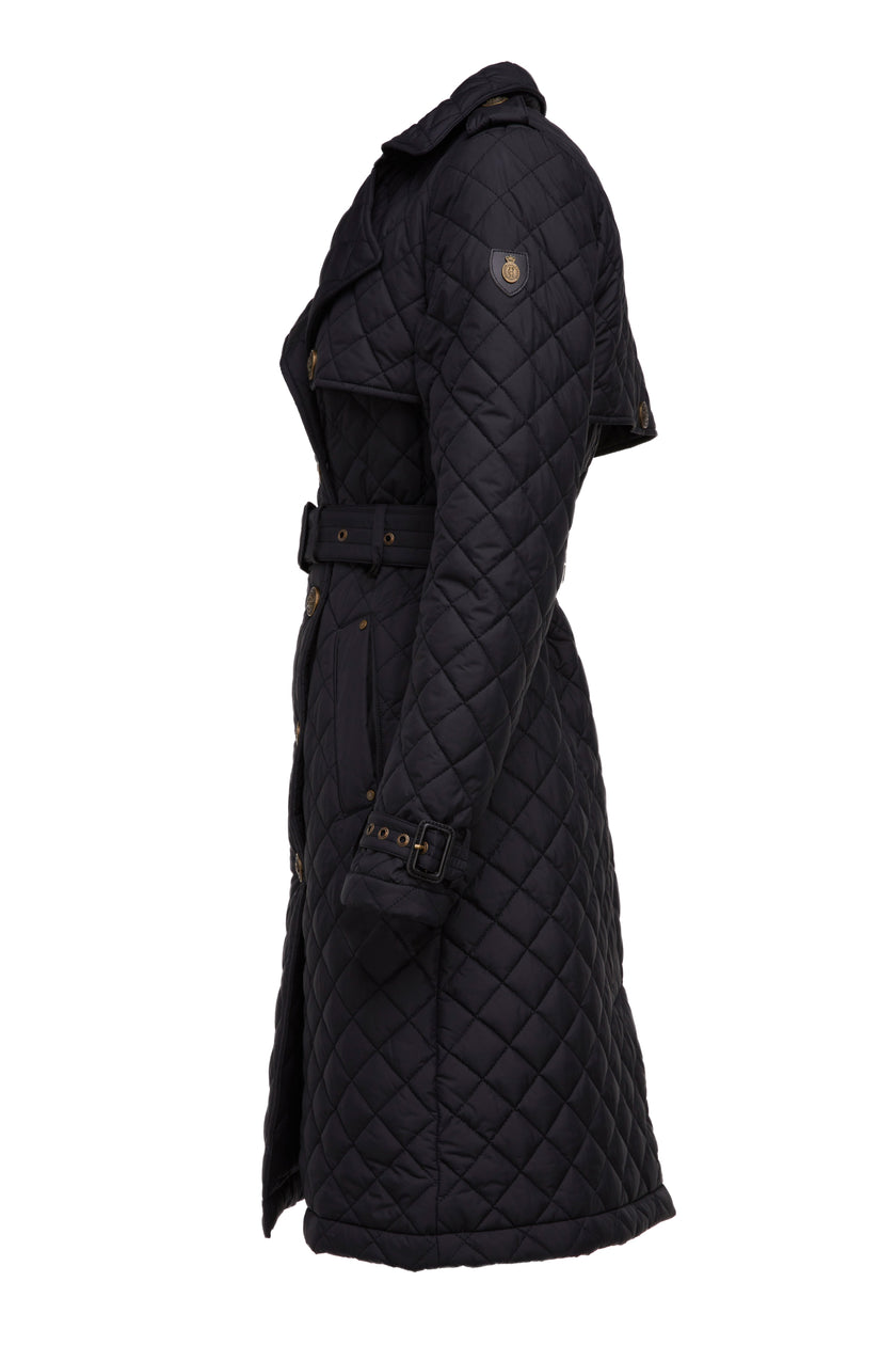 Grayson Quilted Trench Coat (Black)