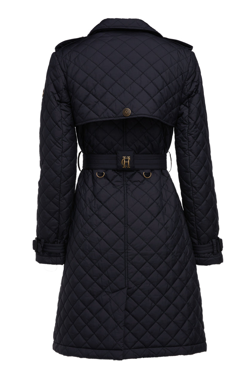 Grayson Quilted Trench Coat (Black)