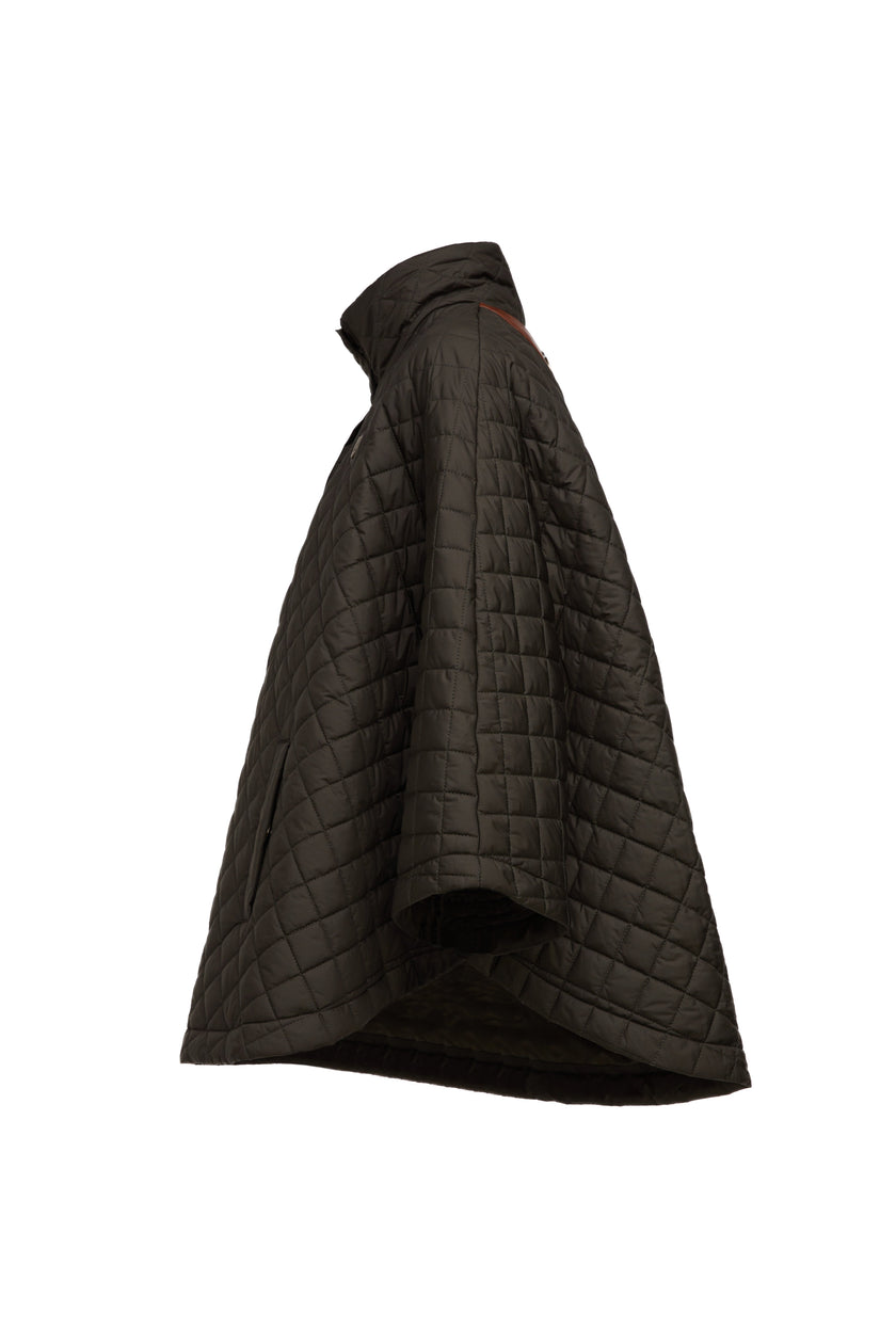 Brooke Quilted Cape (Dark Olive)