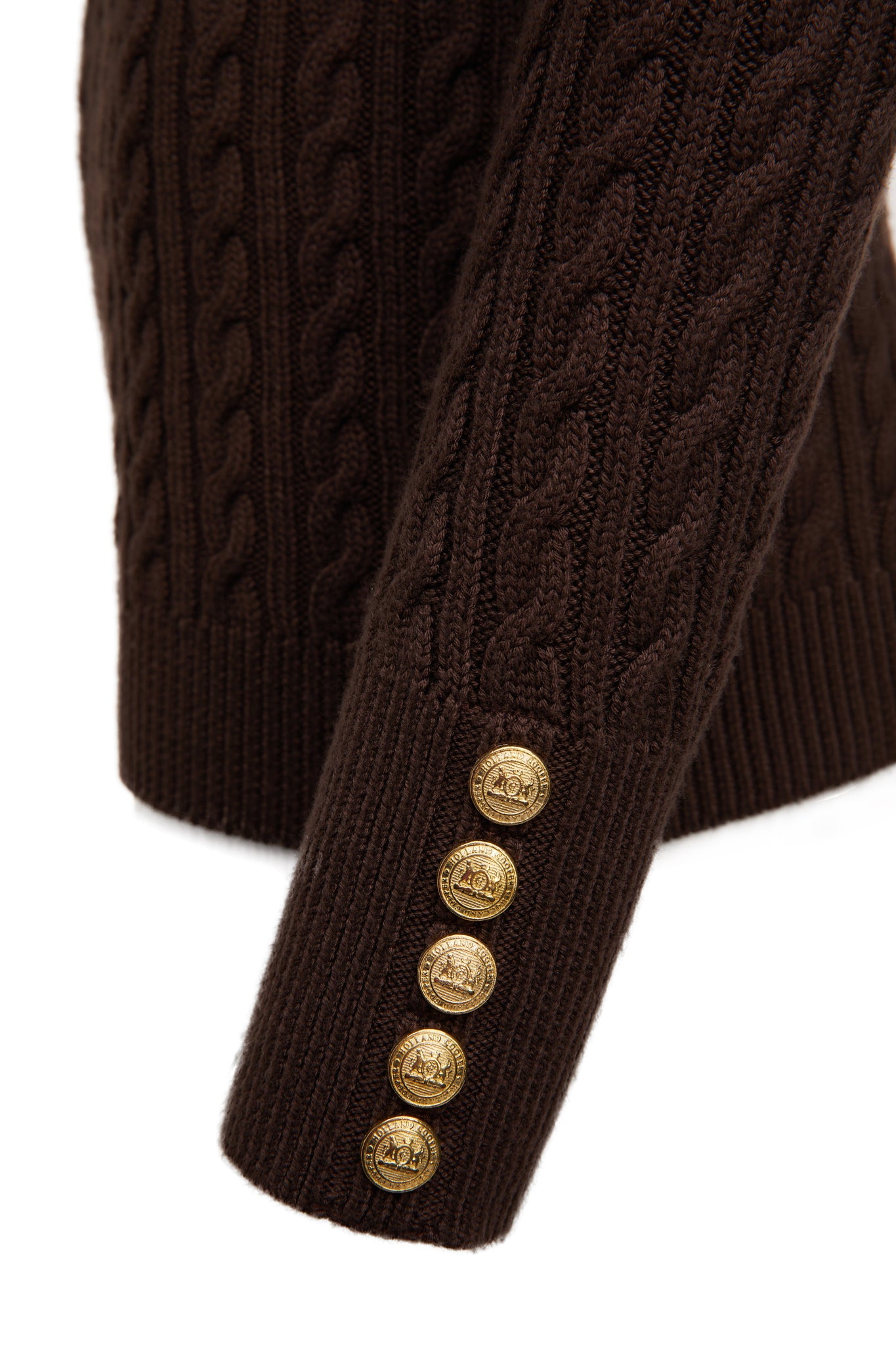 Seattle Roll Neck Cable Knit (Chocolate)