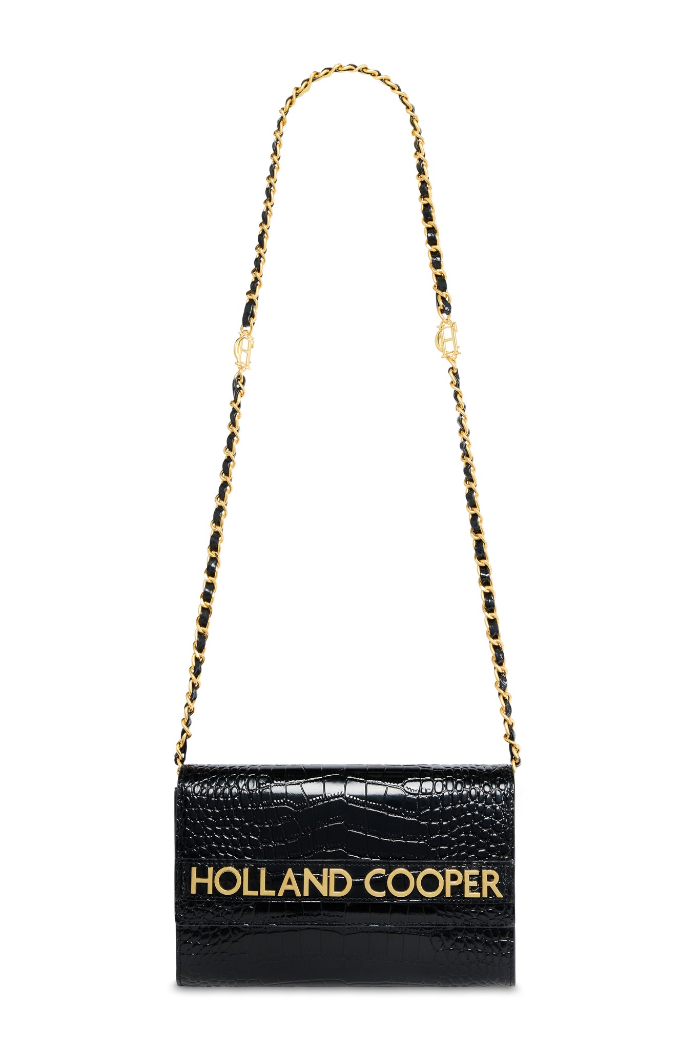 Abbot Clutch Bag (Black Croc)