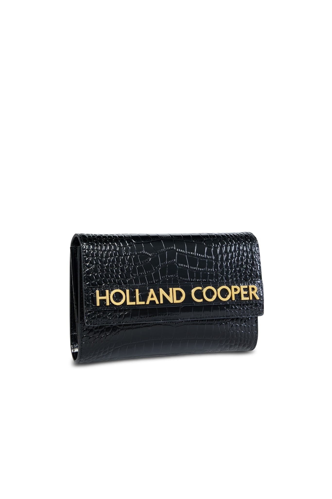 Abbot Clutch Bag (Black Croc)