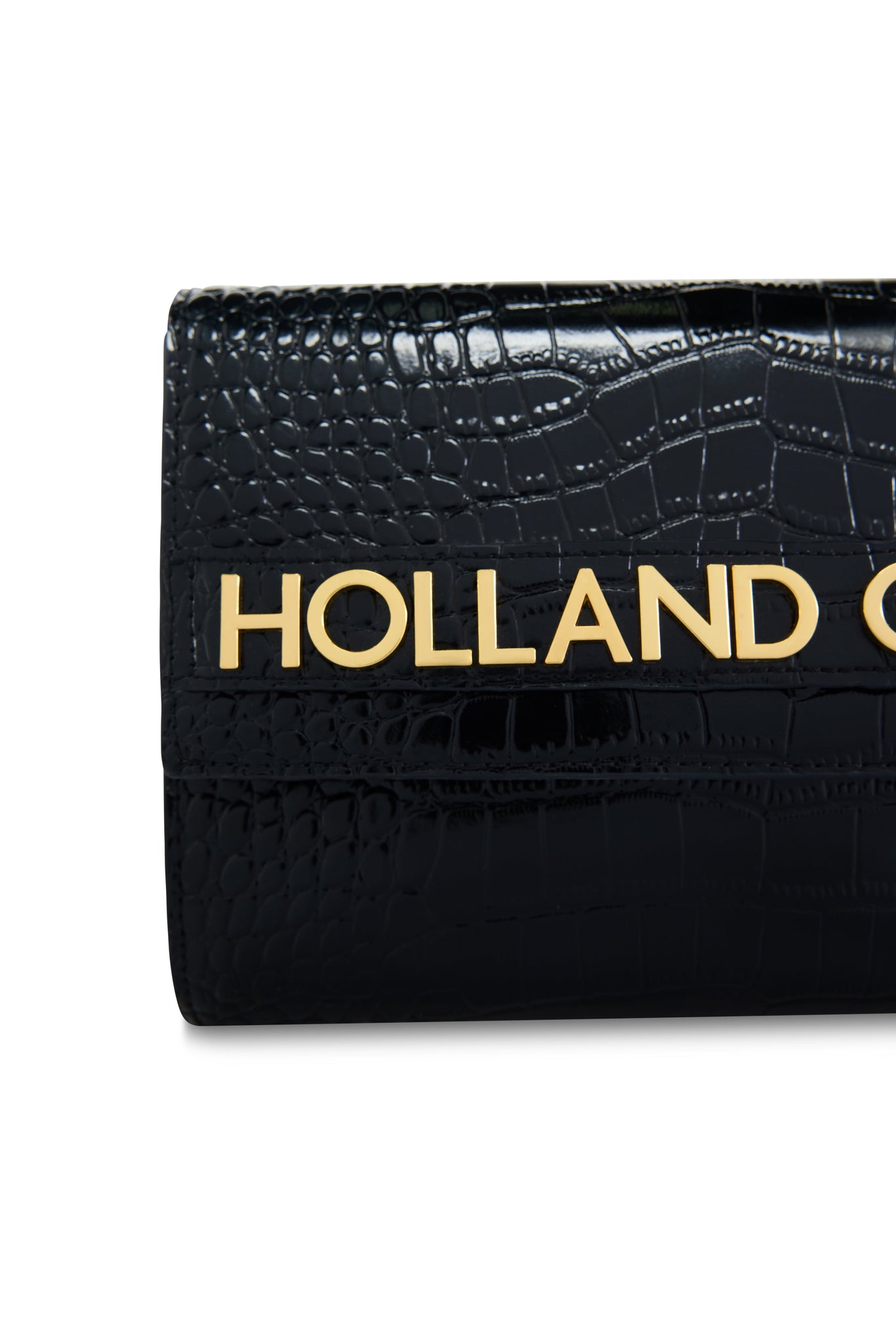 Abbot Clutch Bag (Black Croc)