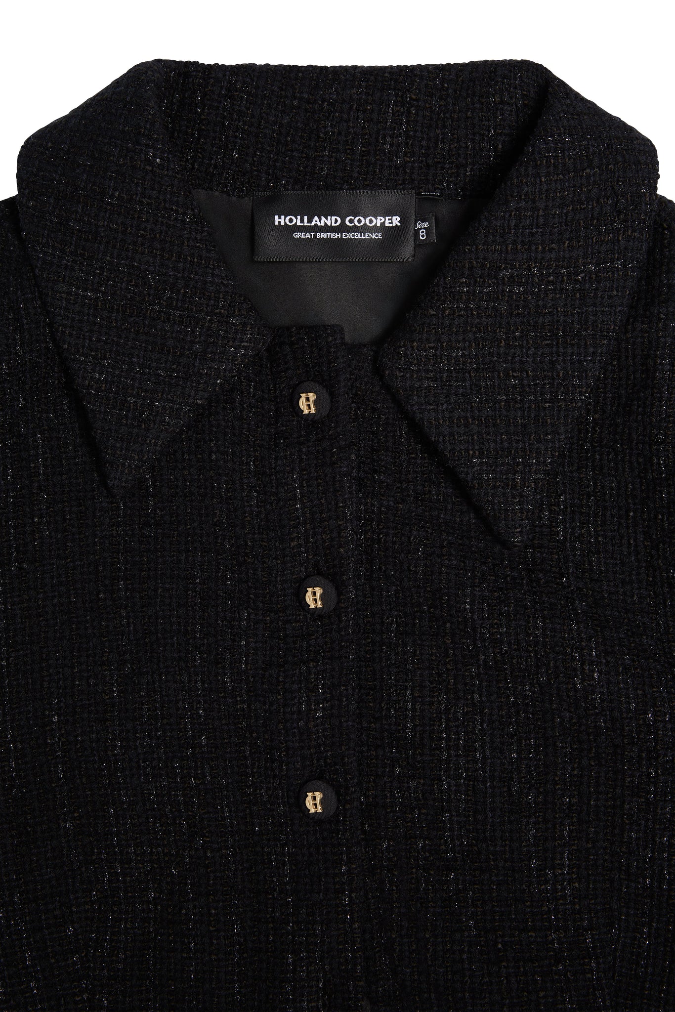 Alice Collared Mini Dress (Black Sparkle)