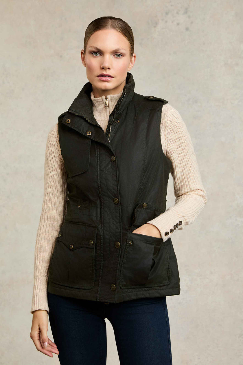 Alma Wax Gilet (Dark Olive)