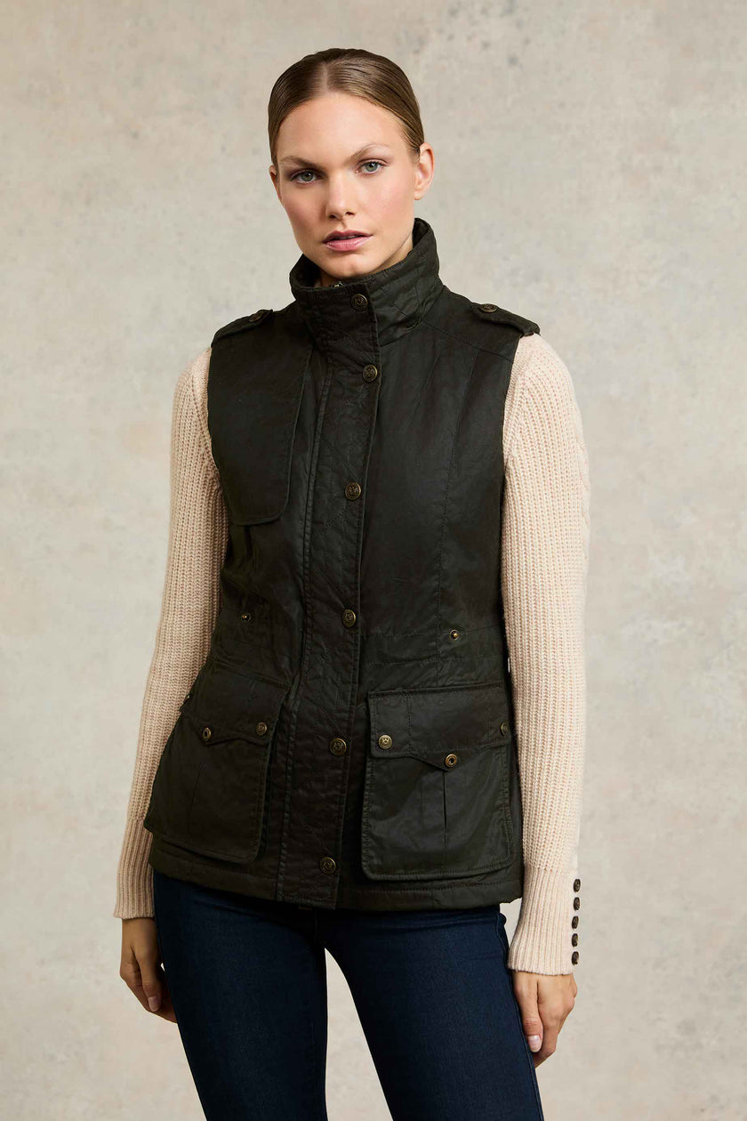 Alma Wax Gilet (Dark Olive)