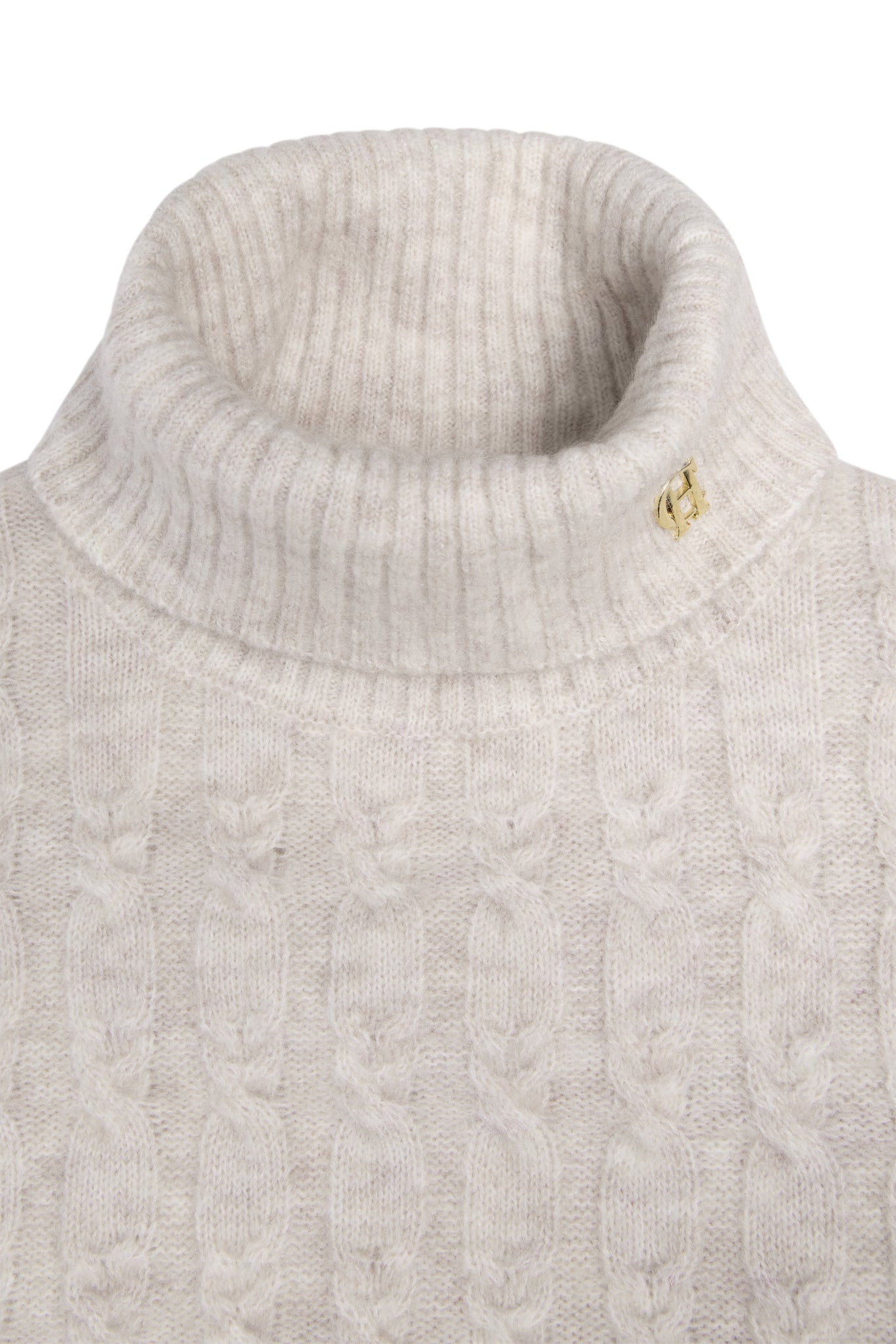 Antonia Cable Roll Neck Knit (Barley)