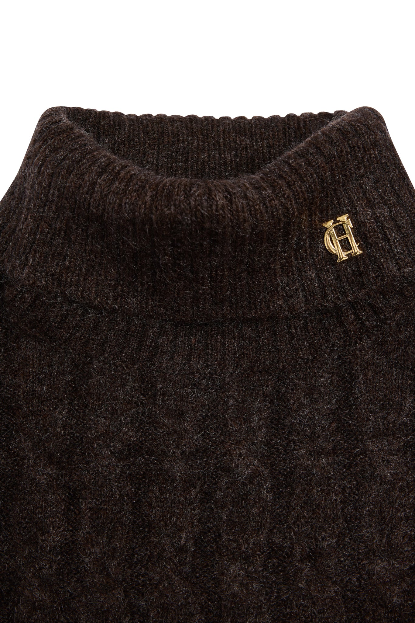 Antonia Cable Roll Neck Knit (Chocolate)